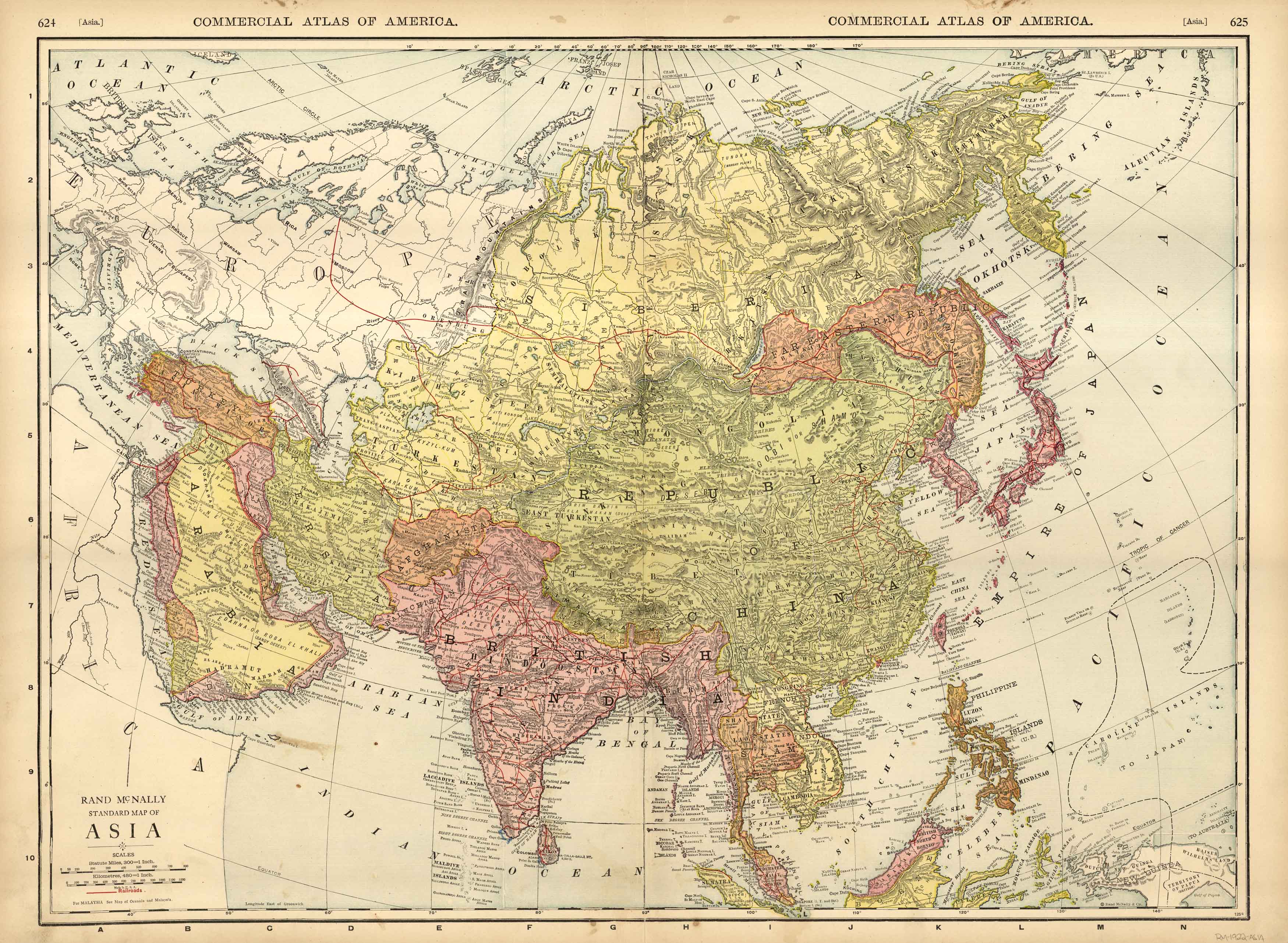 McNally's 1922 Map of Asia - Art Source International