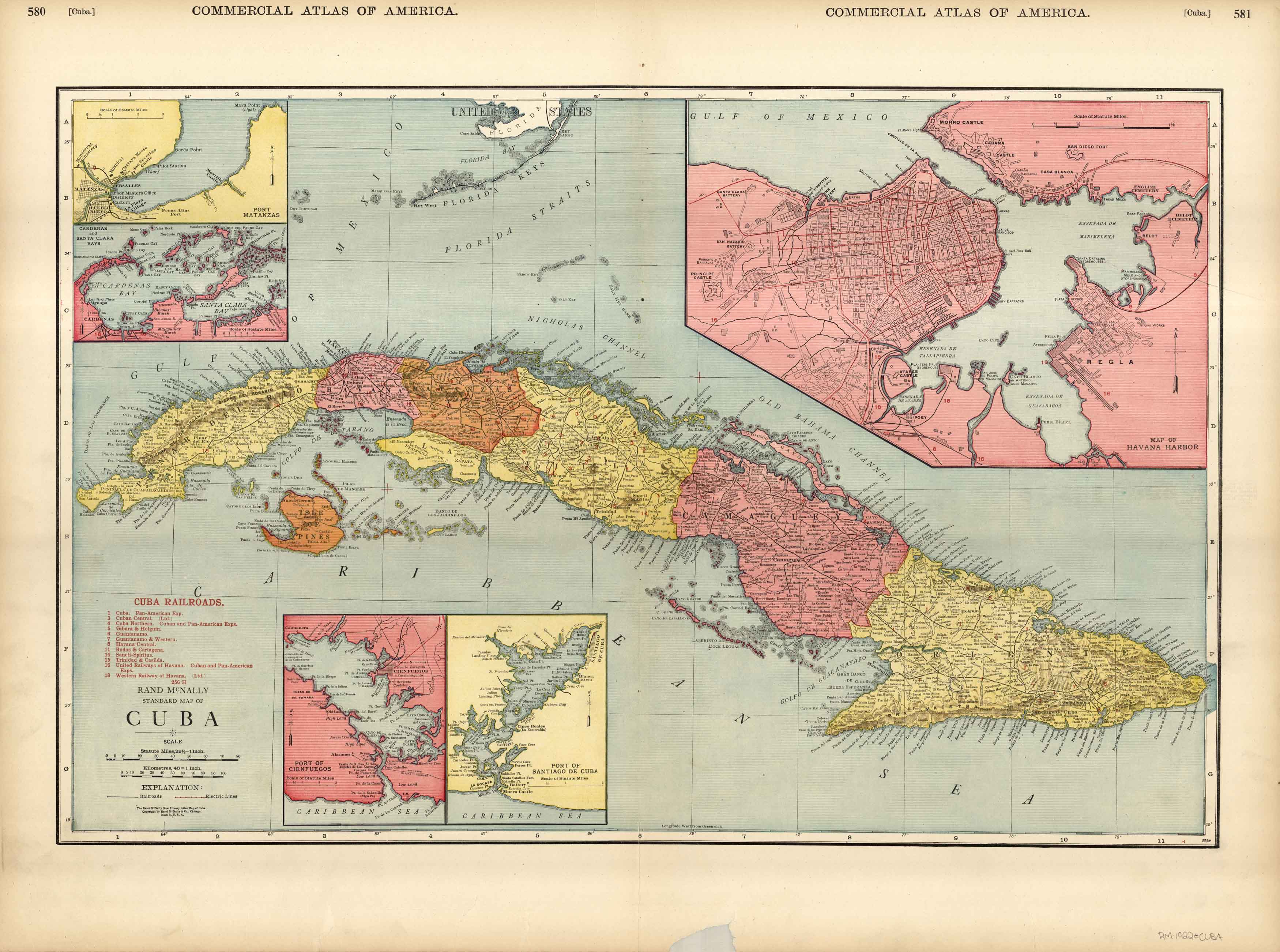 McNally's 1922 Map of Cuba - Art Source International