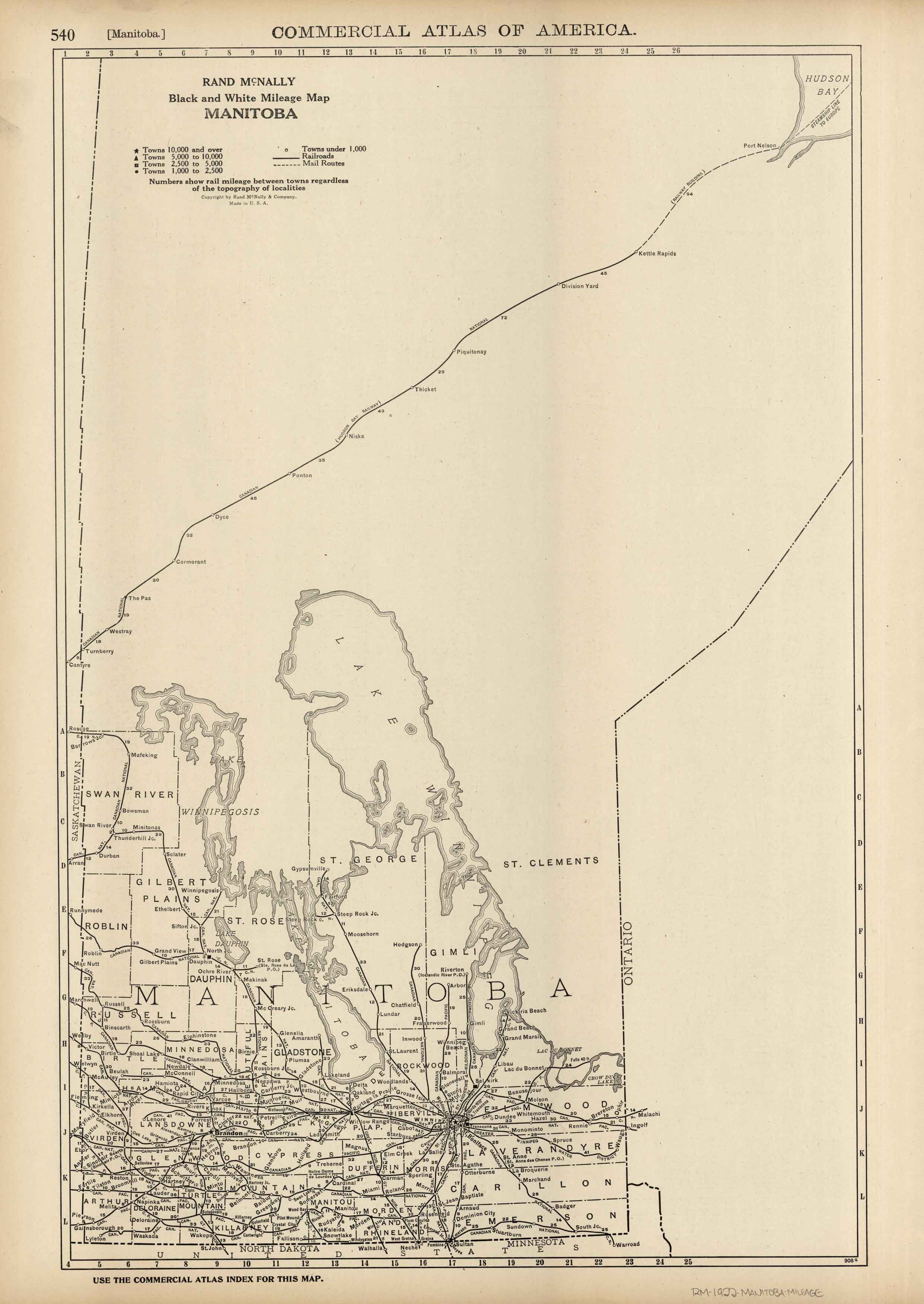 McNally's 1922 Mileage Map of Manitoba Art Source International