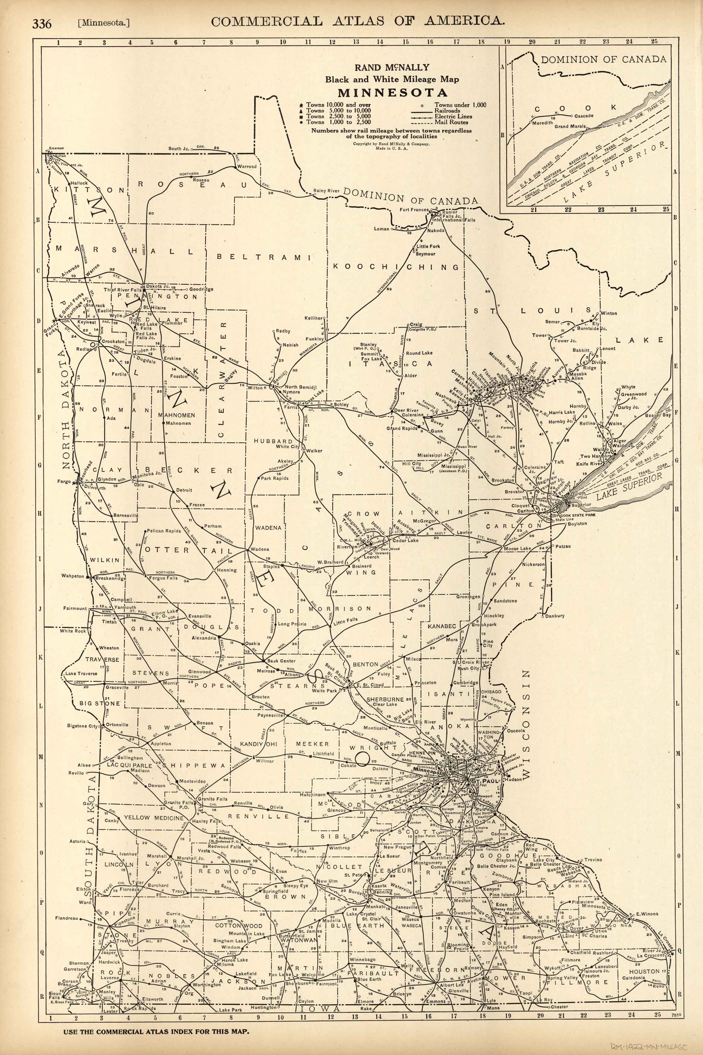 Mileage Map of Minnesota Art Source International