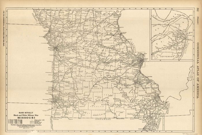 McNally's 1922 Mileage Map of Missouri - Art Source International