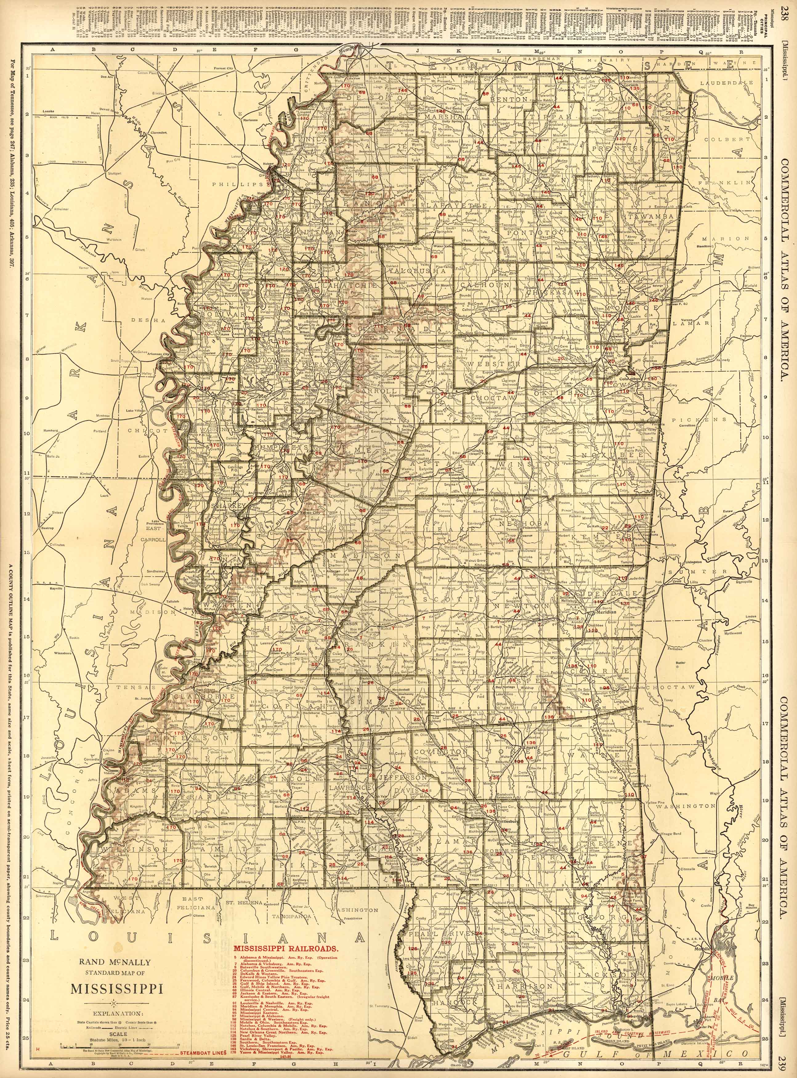 McNally's 1922 Map of Mississippi - Art Source International