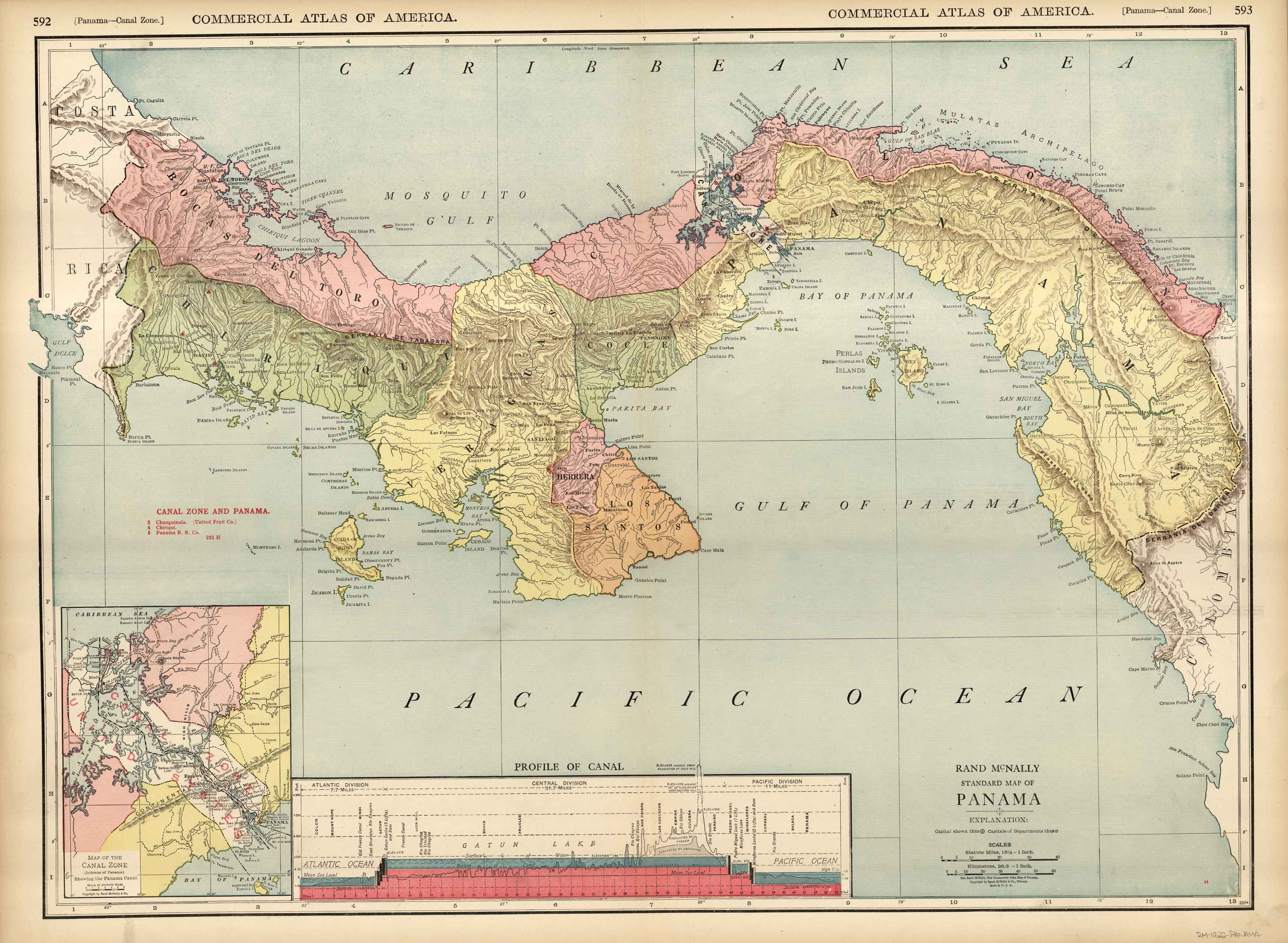 McNally's 1922 Map of Panama - Art Source International