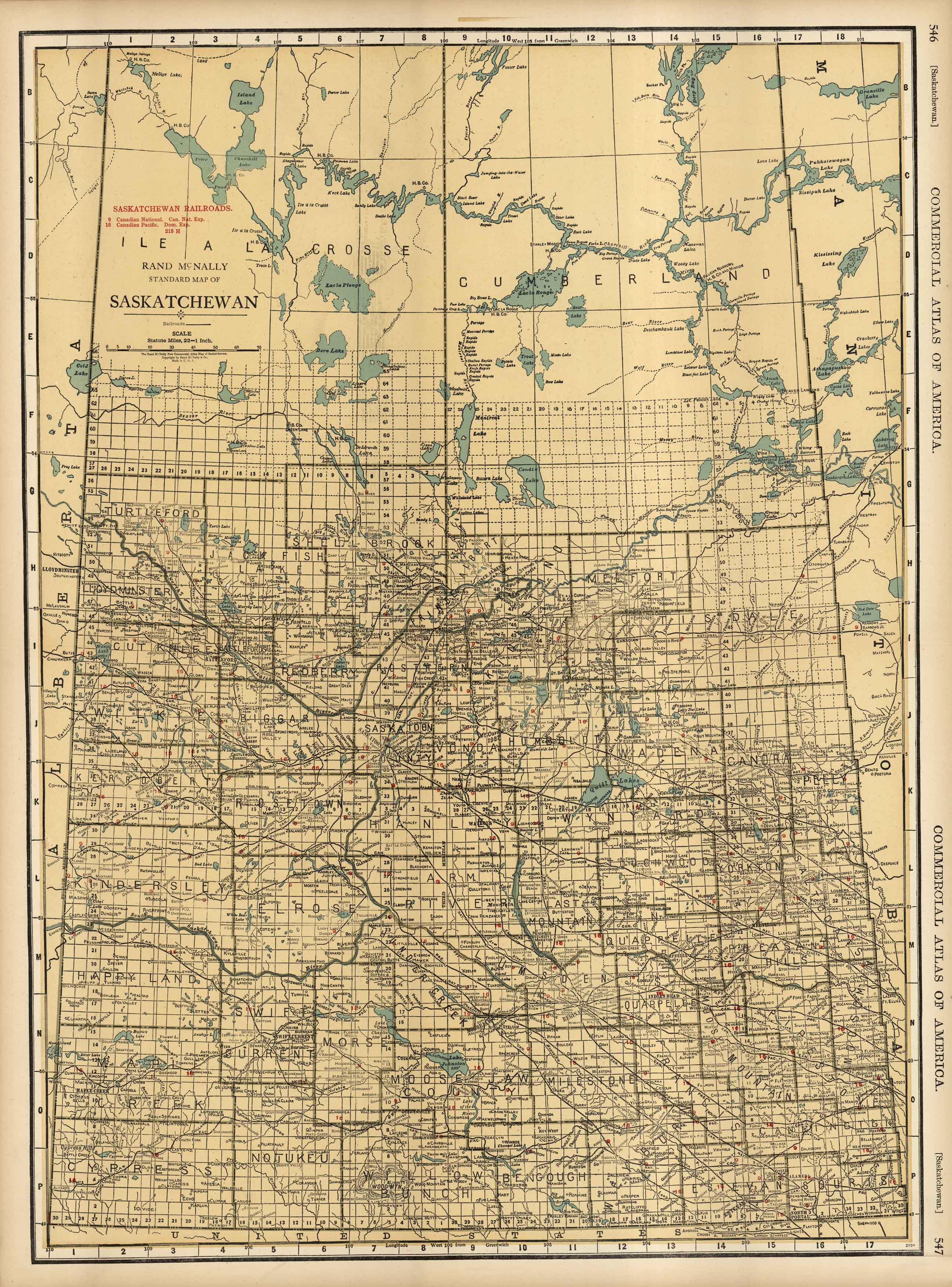 McNally S 1922 Map Of Saskatchewan Art Source International   SASKATCHEWAN 