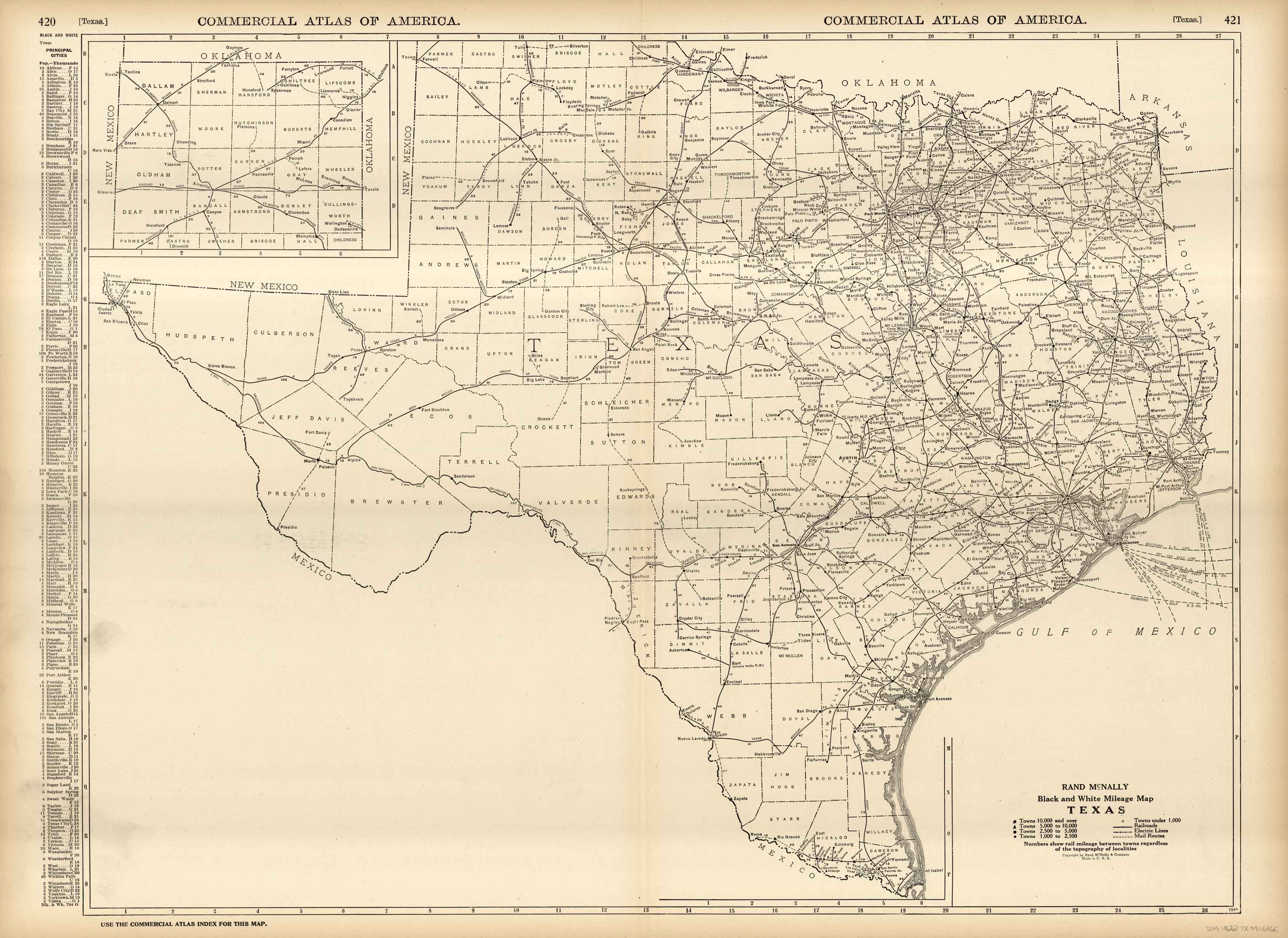 McNally's 1922 Mileage Map of Texas - Art Source International