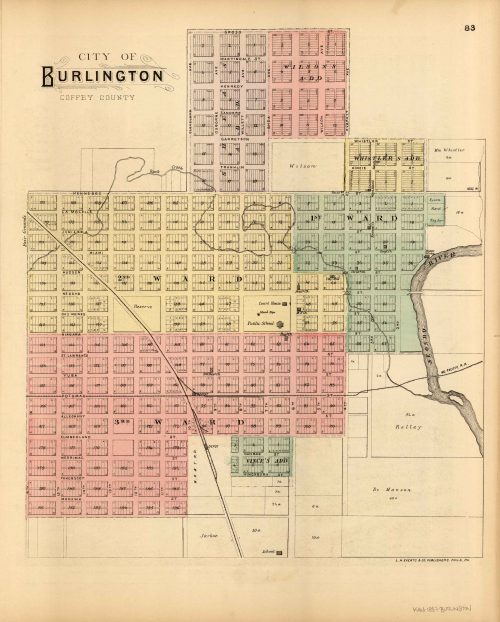 L.H. Evert's 1887 Map of the City of Burlington, Kansas - Art Source International