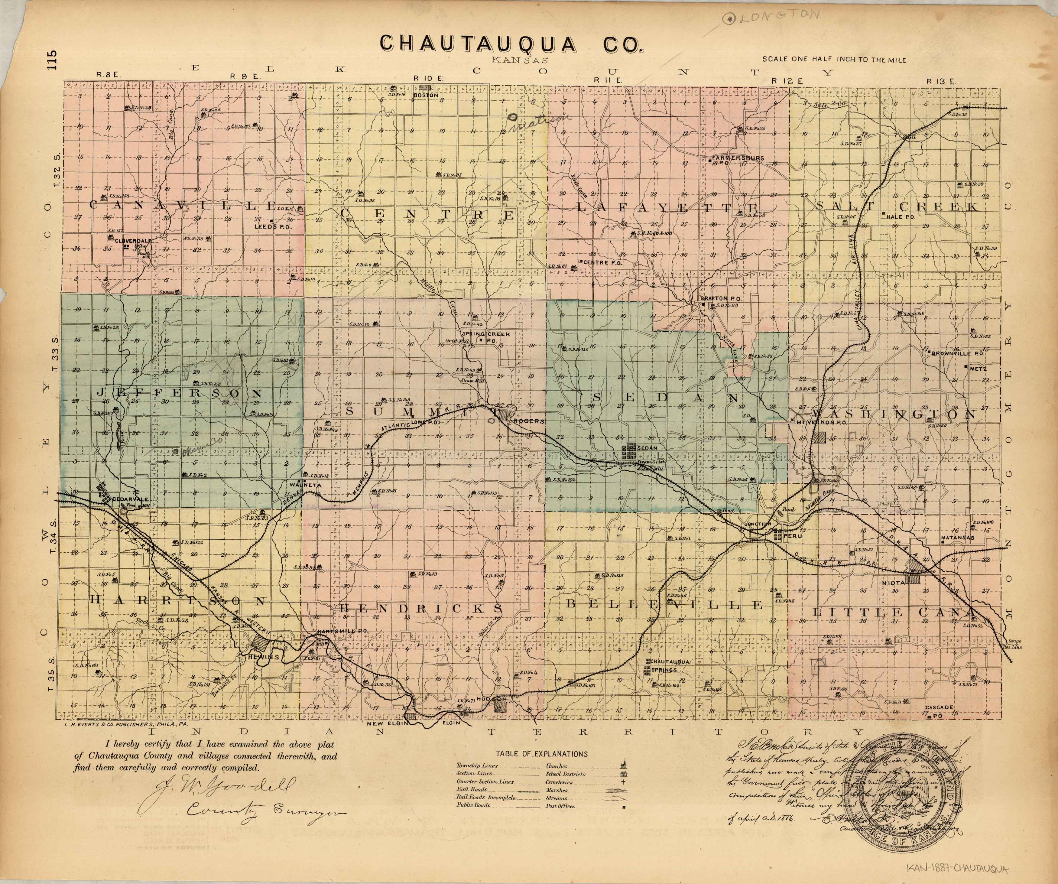 Chautauqua County Kansas Everts 1887-23.00 x 26.81