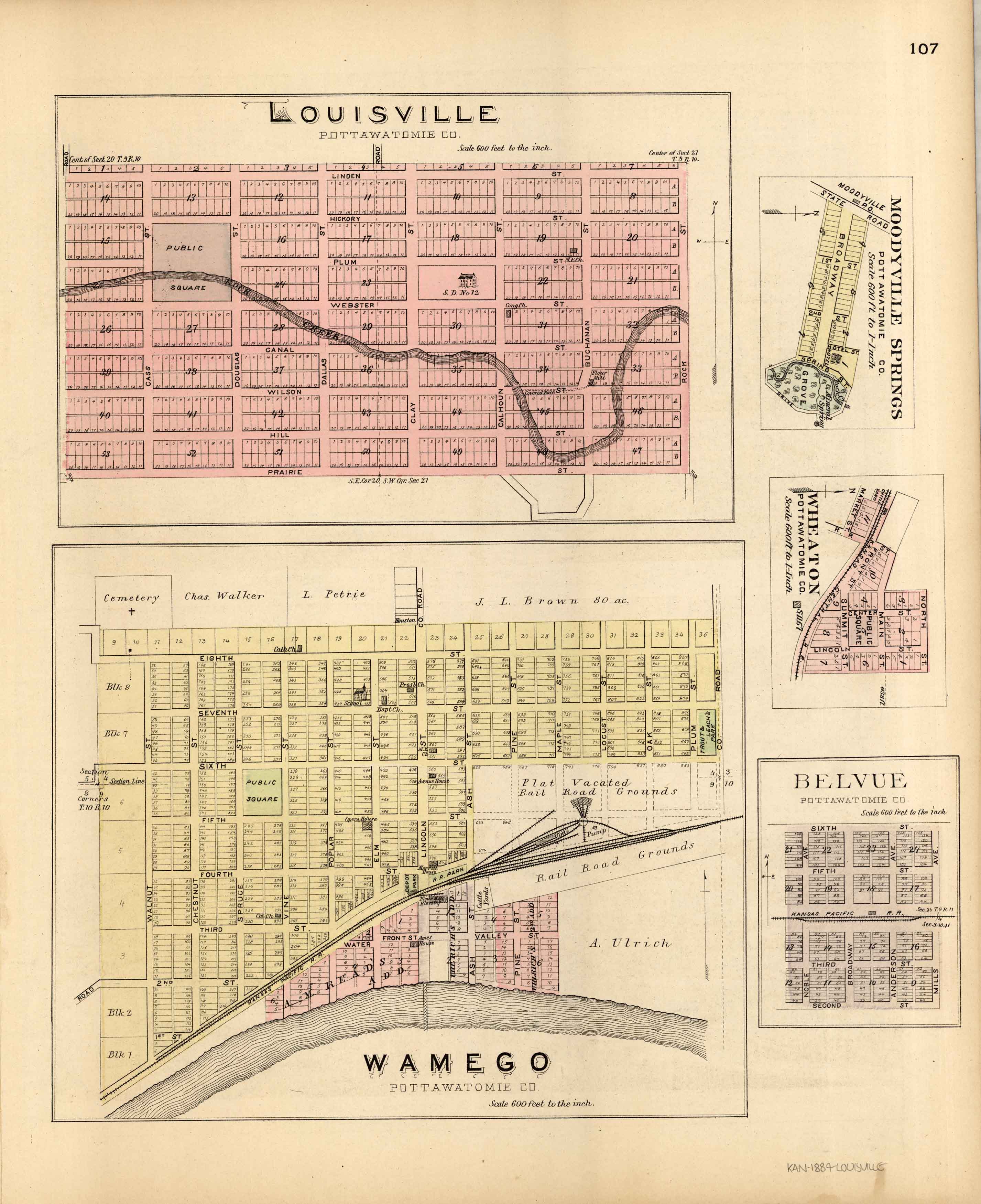 L.H. Evert's 1887 Map of Louisville, Moodyville Springs, Wheaton