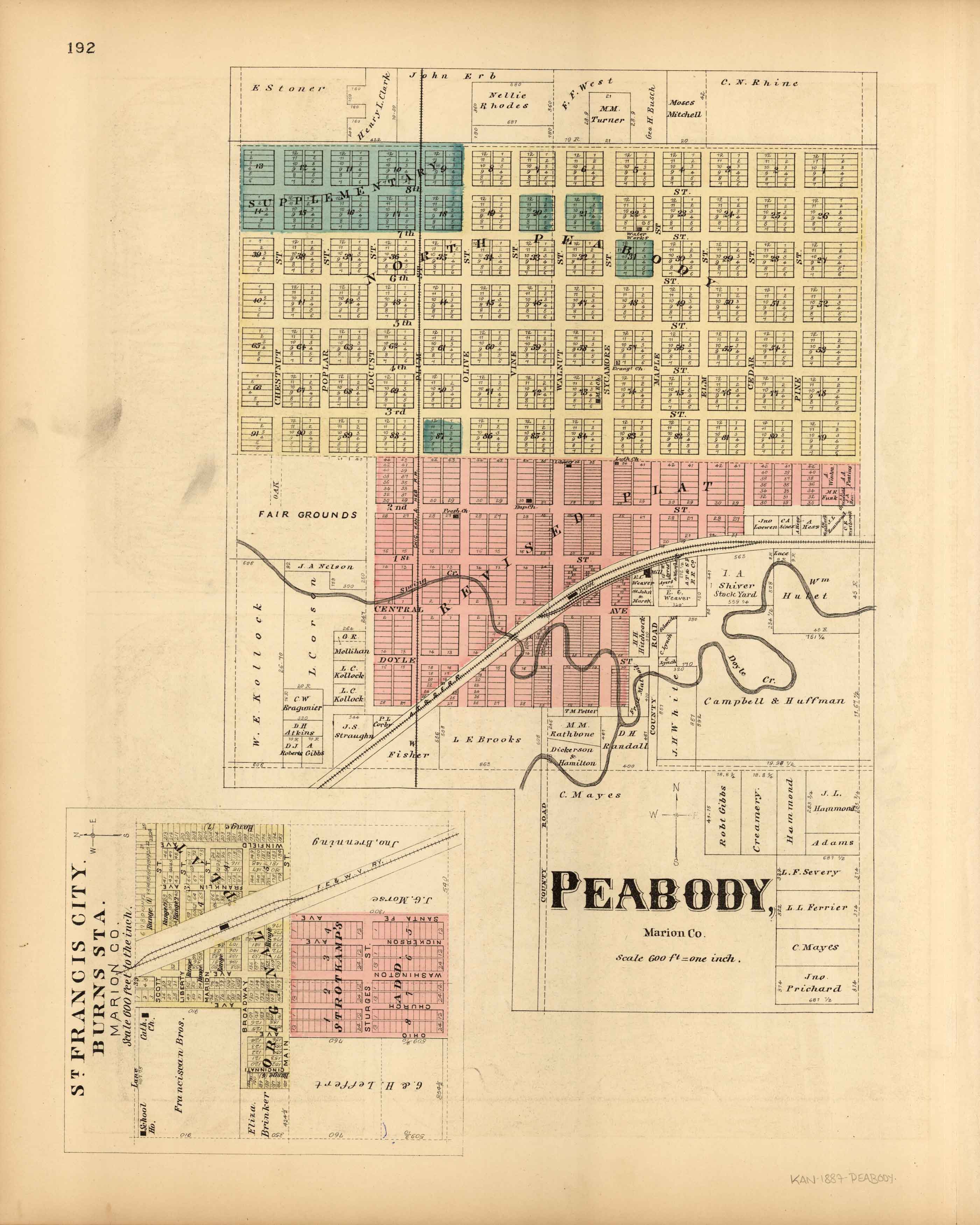 L.H. Evert's 1887 Map of Peabody, Kansas Art Source International