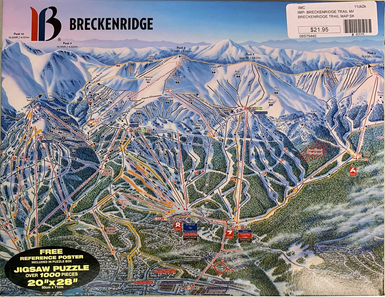 Breckenridge, Colorado Ski Resort Trail Map, 1000 pieces Art Source