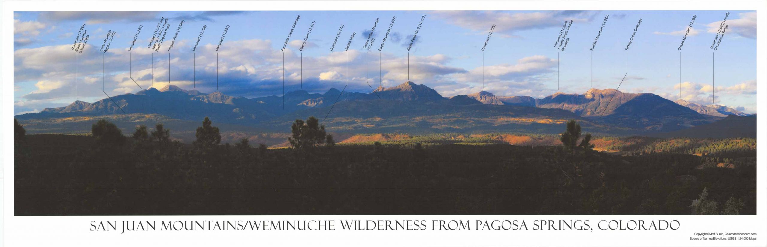 San Juan Mountains/Weminuche Wilderness From Pagosa Springs, Colorado