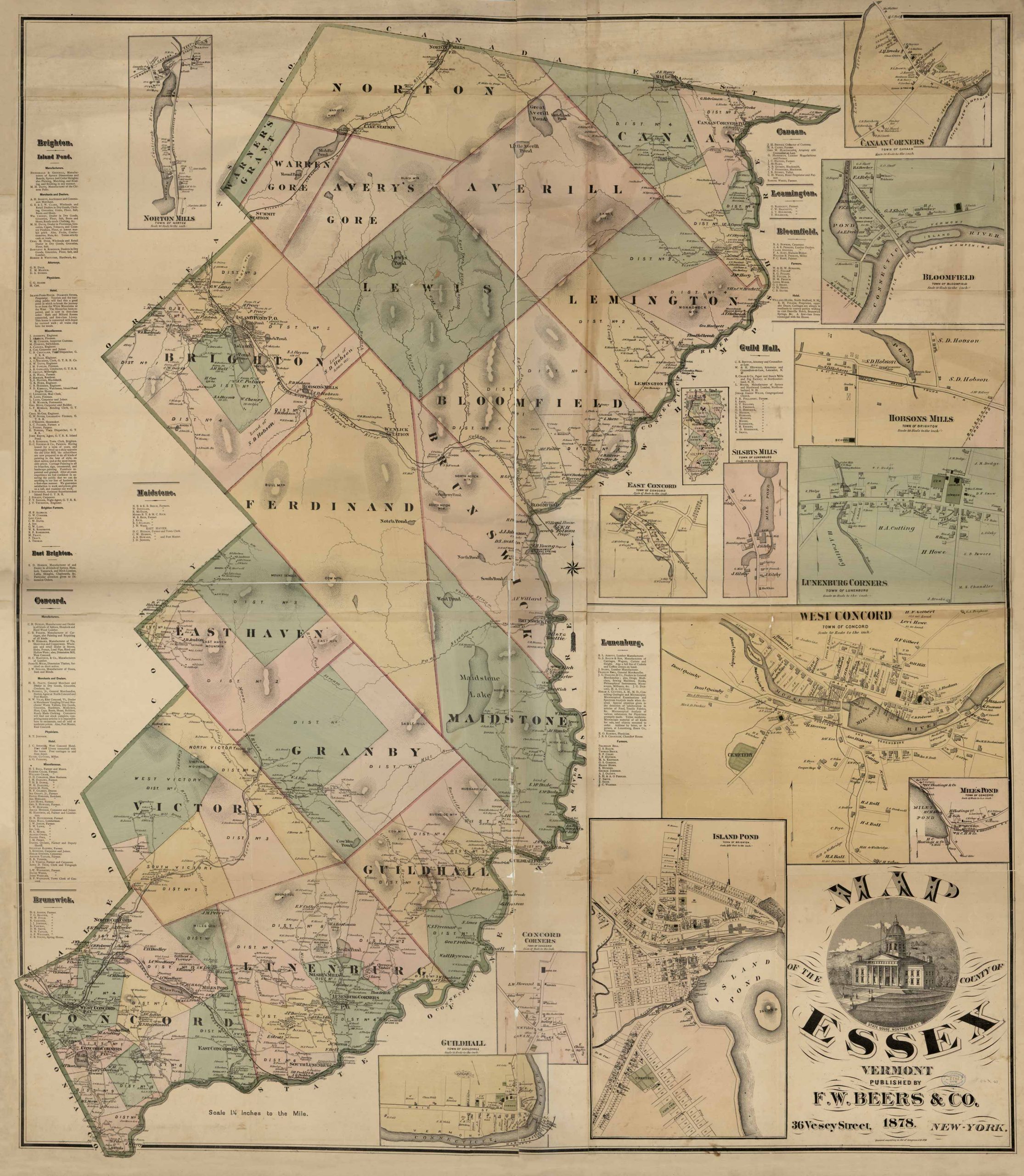 Map of the County of Essex, Vermont; F.W. Beers 1878 Art Source