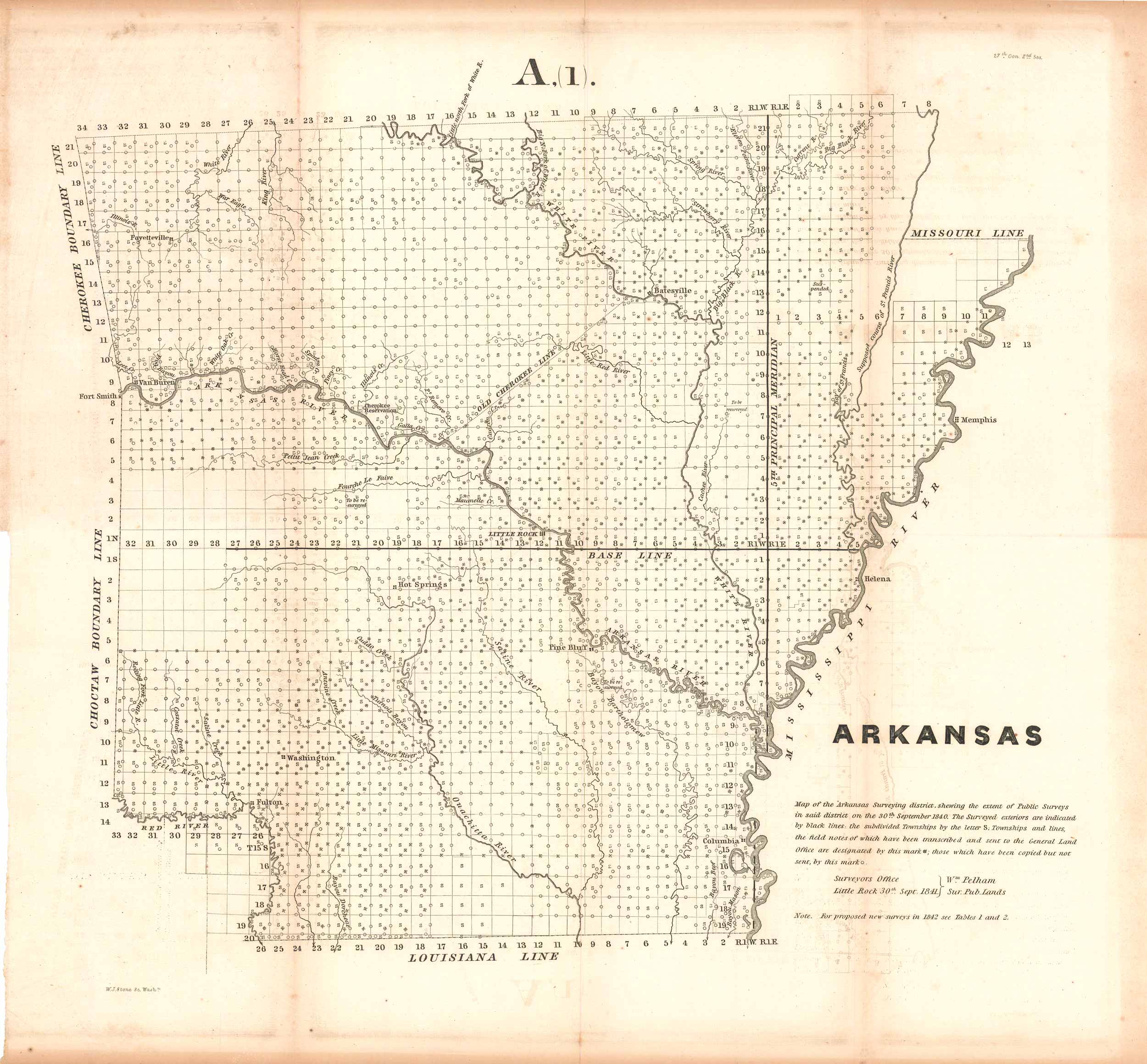 Map of Arkansas Surveying District, 1840 Art Source International