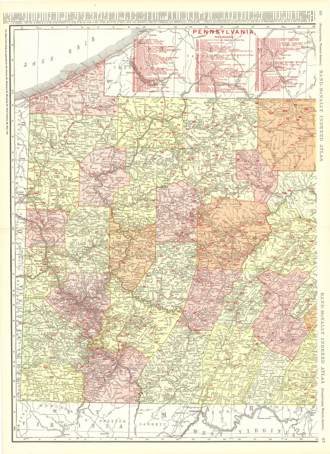 Rand McNally and Co. - Pennsylvania, Western Section - Art Source ...