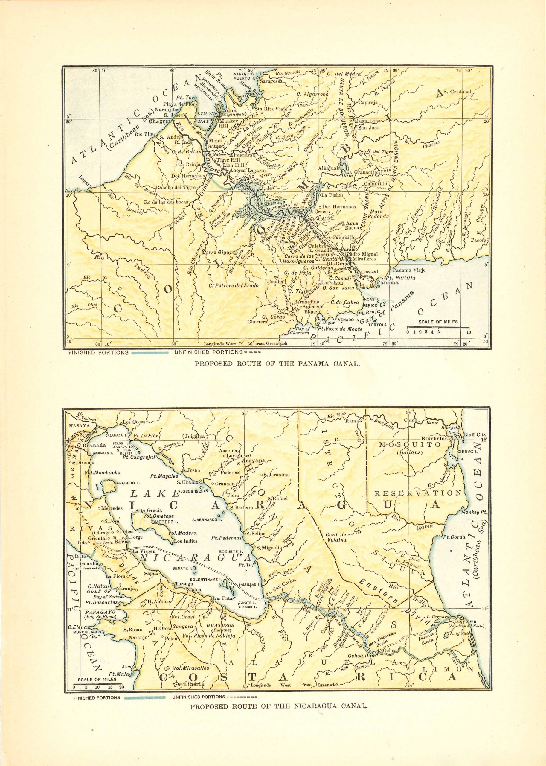 Proposed Route of the Panama Canal and Proposed Route of the Nicaragua ...