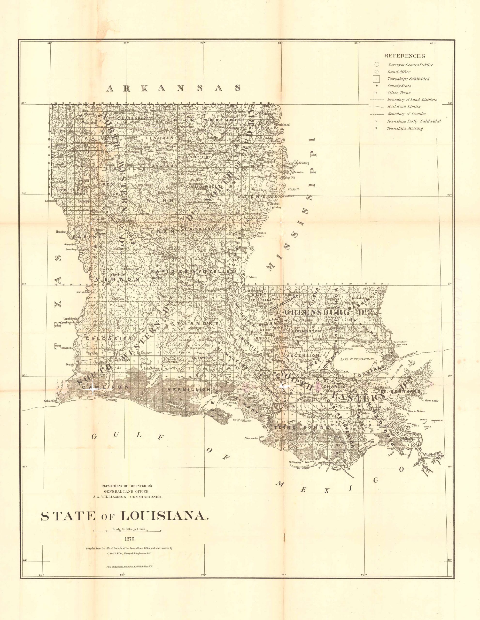 State of Louisiana, General Land Office, 1876 - Art Source International