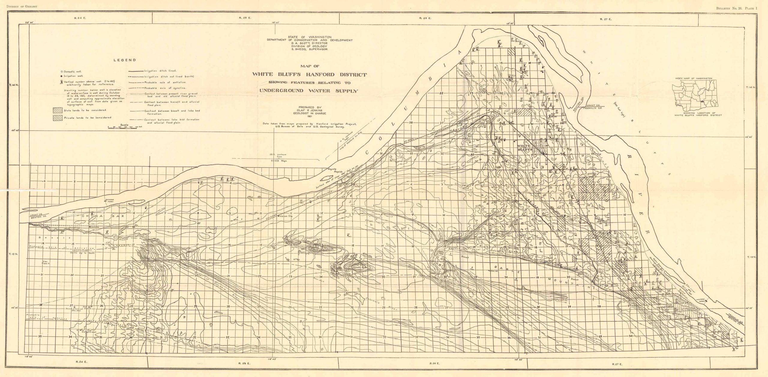 Map of White Bluffs Hanford District Art Source International