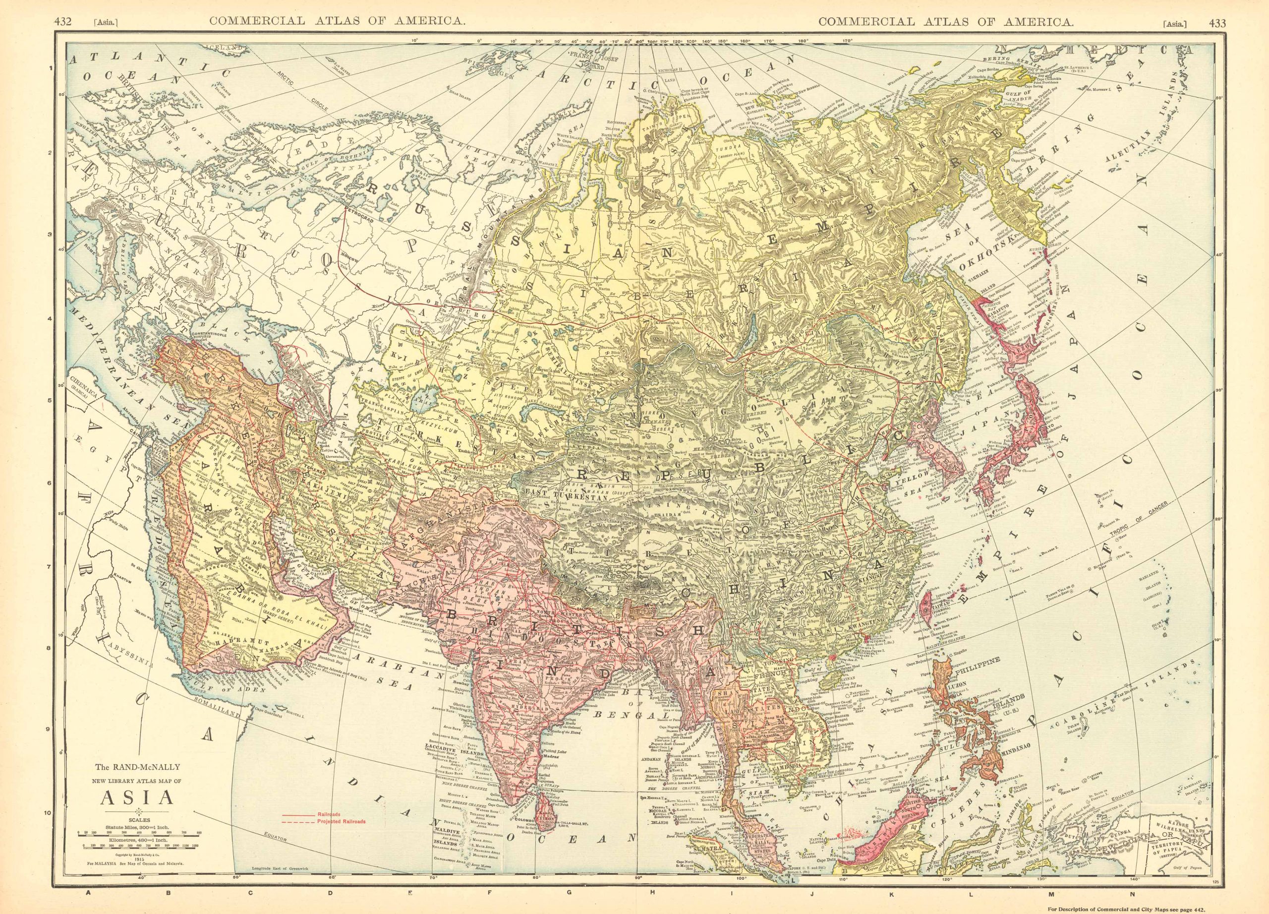 McNally's 1915 Map of Asia - Art Source International