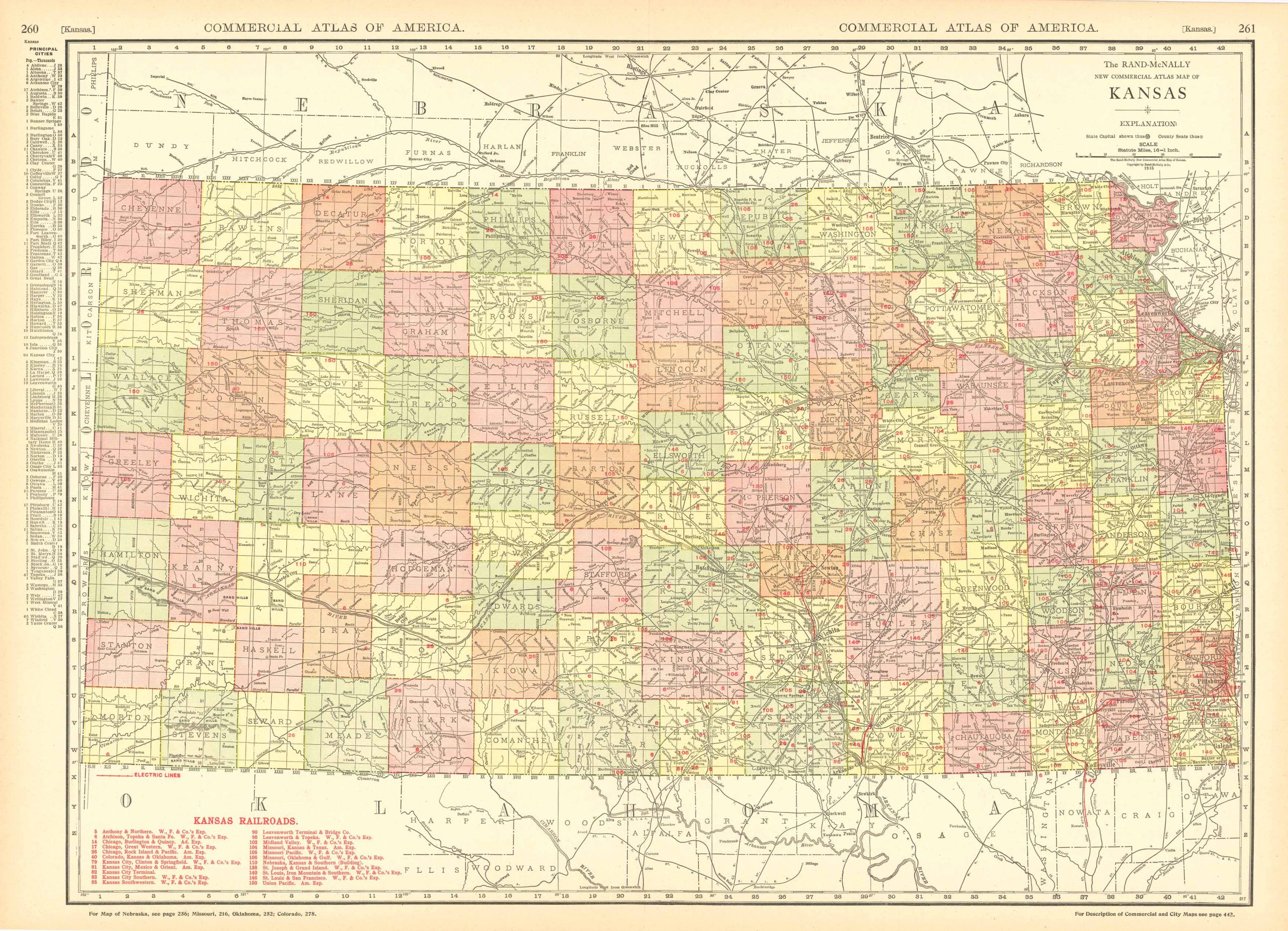 McNally's 1915 Map of Kansas - Art Source International