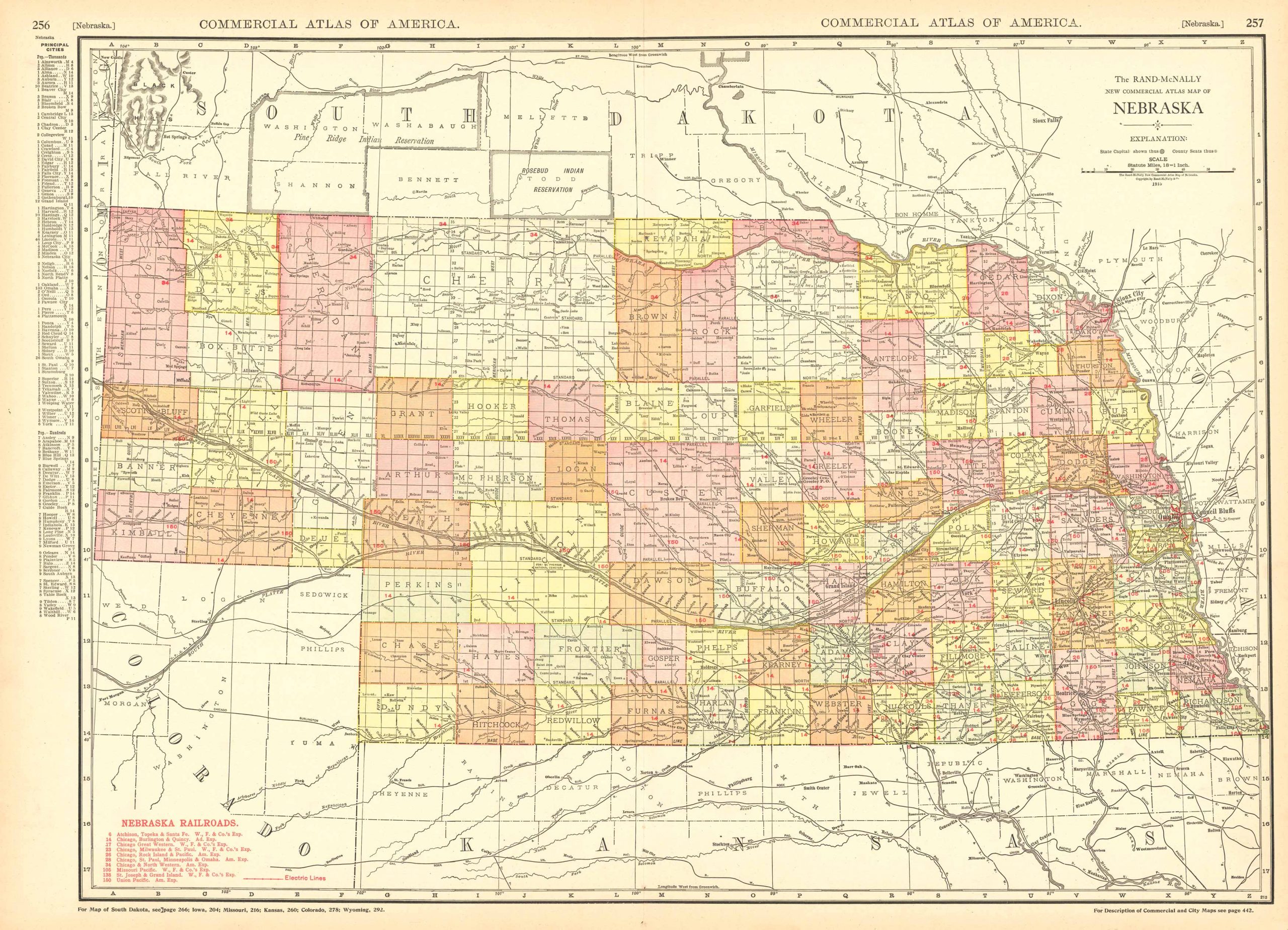 McNally's 1915 Map of Nebraska - Art Source International