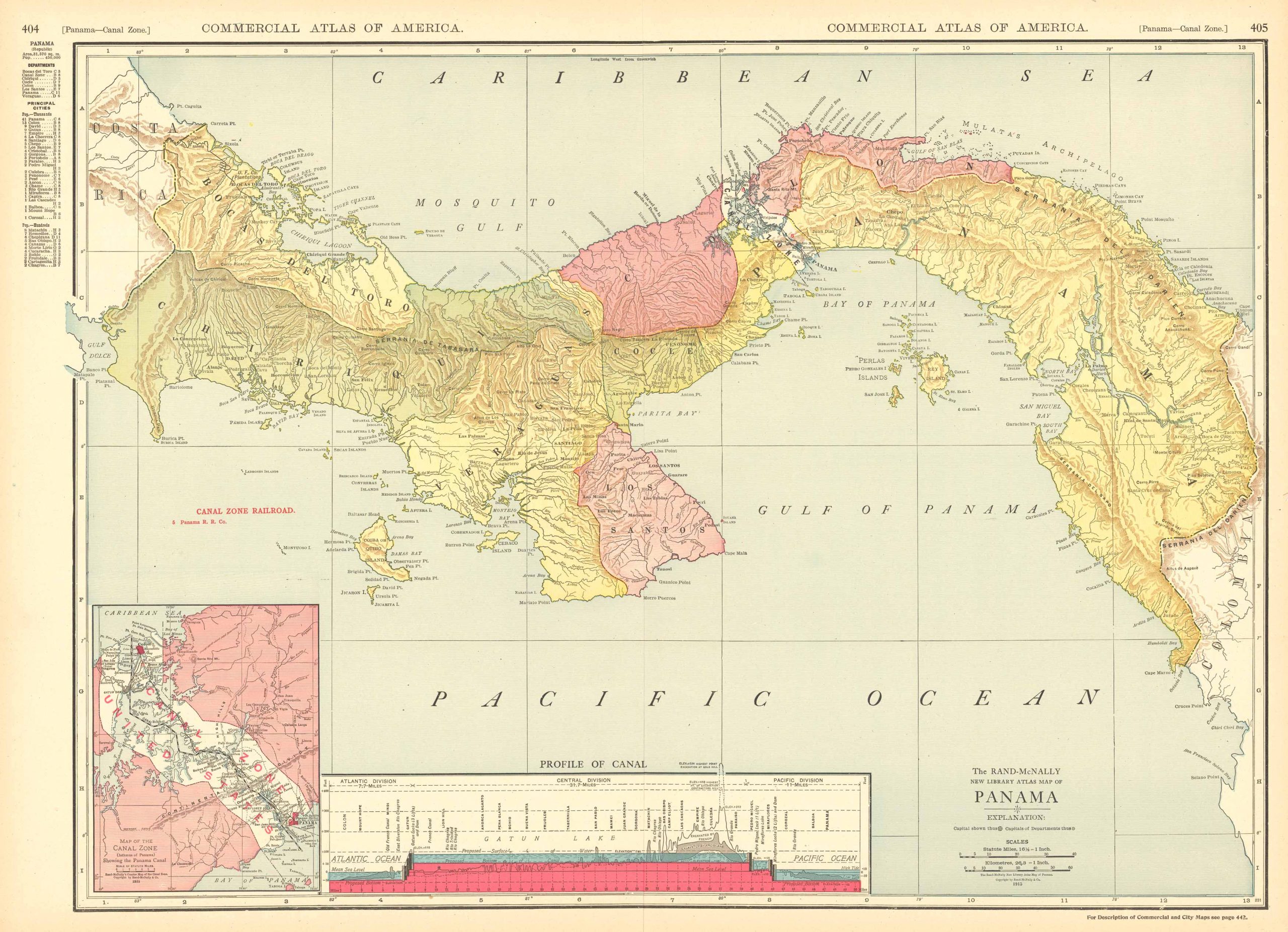 McNally's 1915 Map of Panama - Art Source International