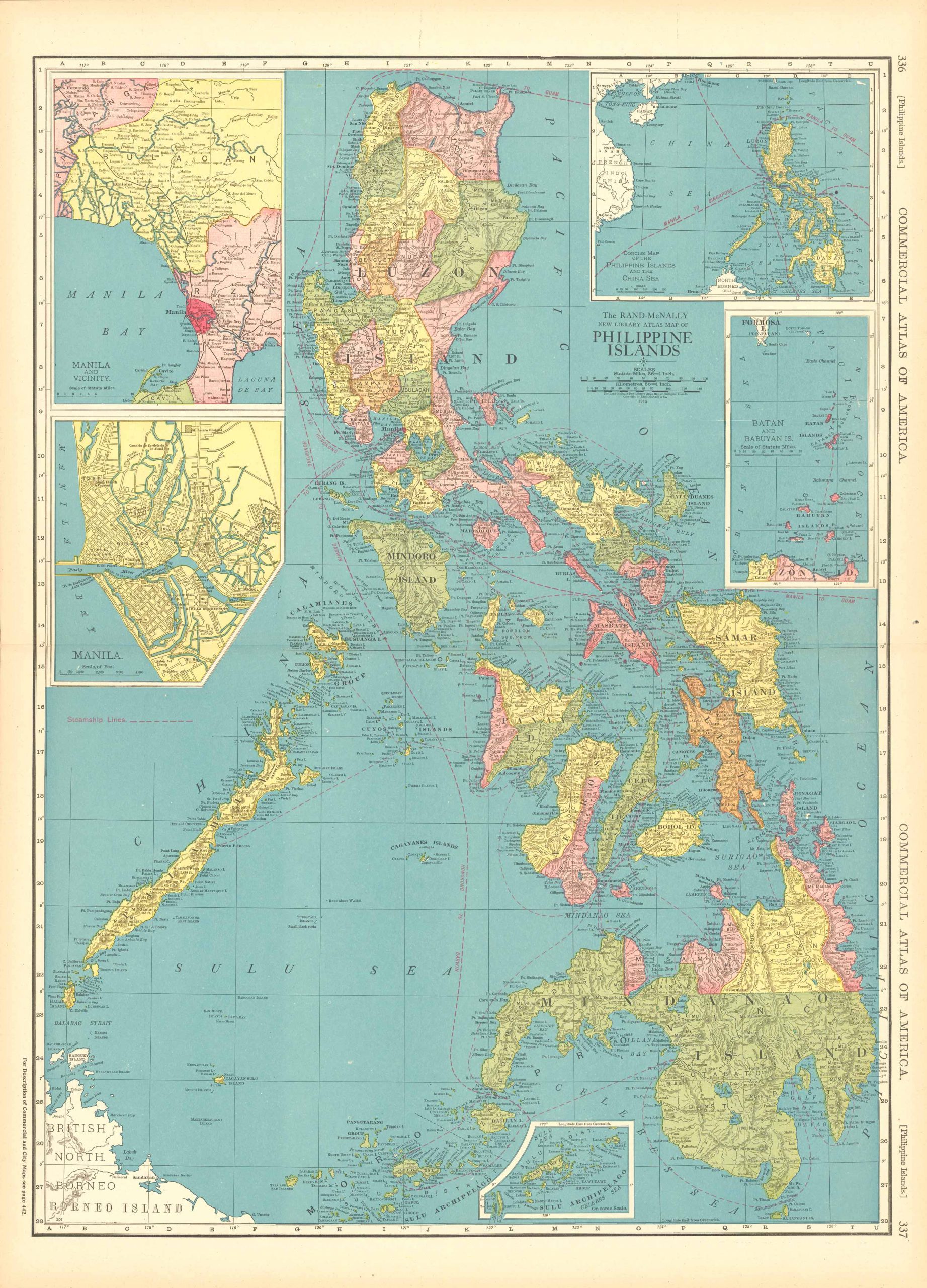 McNally's 1915 Map of Philippine Islands - Art Source International