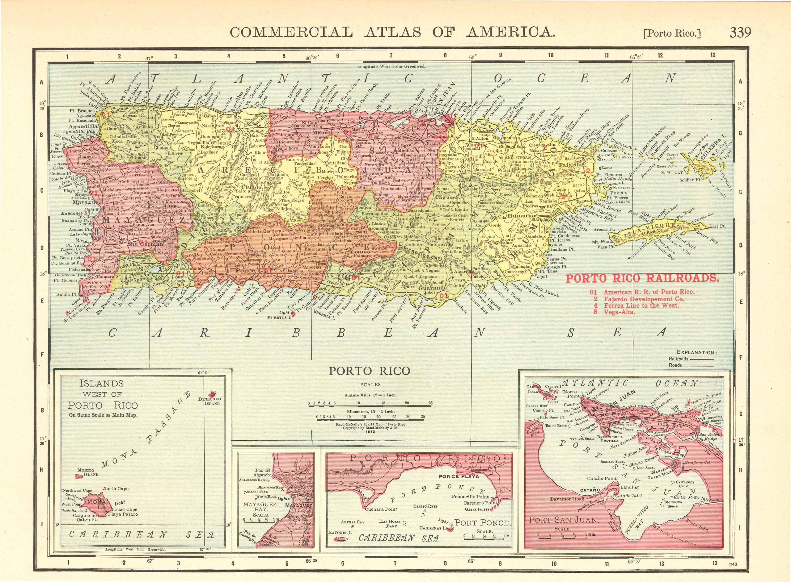 McNally's 1915 Map of Porto Rico - Art Source International