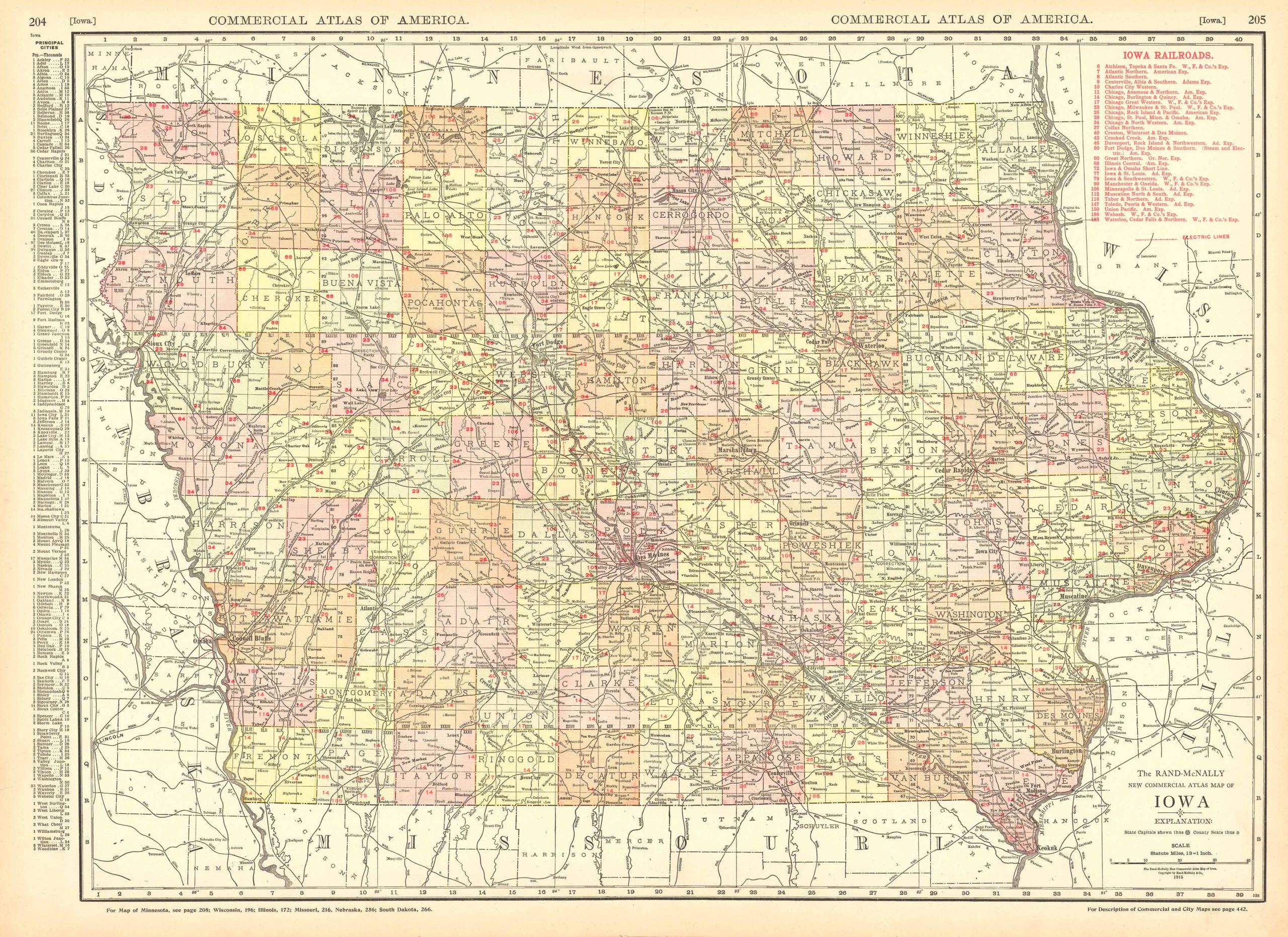 McNally's 1915 Map of Iowa - Art Source International