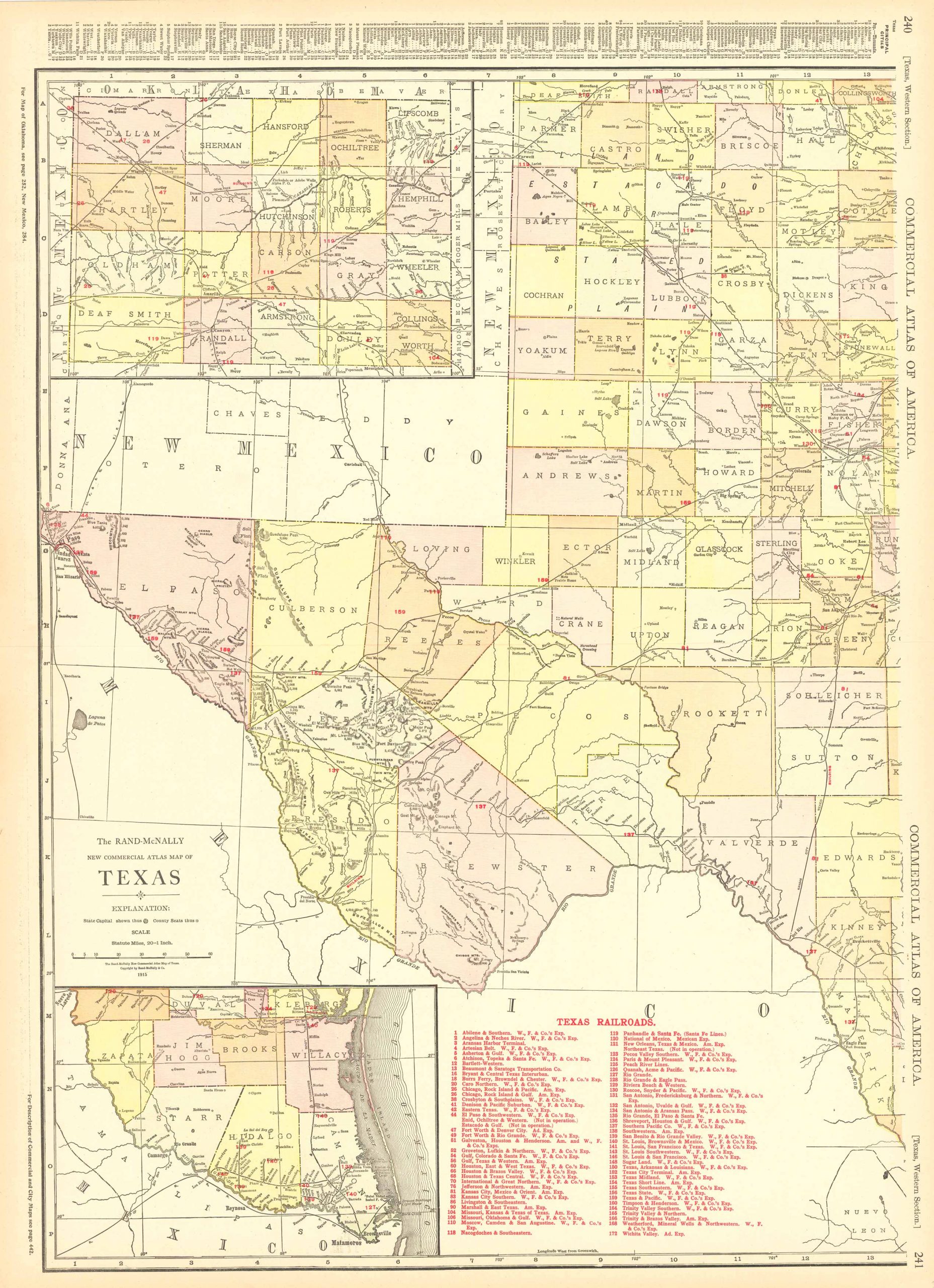 McNally's 1915 Map of Texas, Western Section - Art Source International