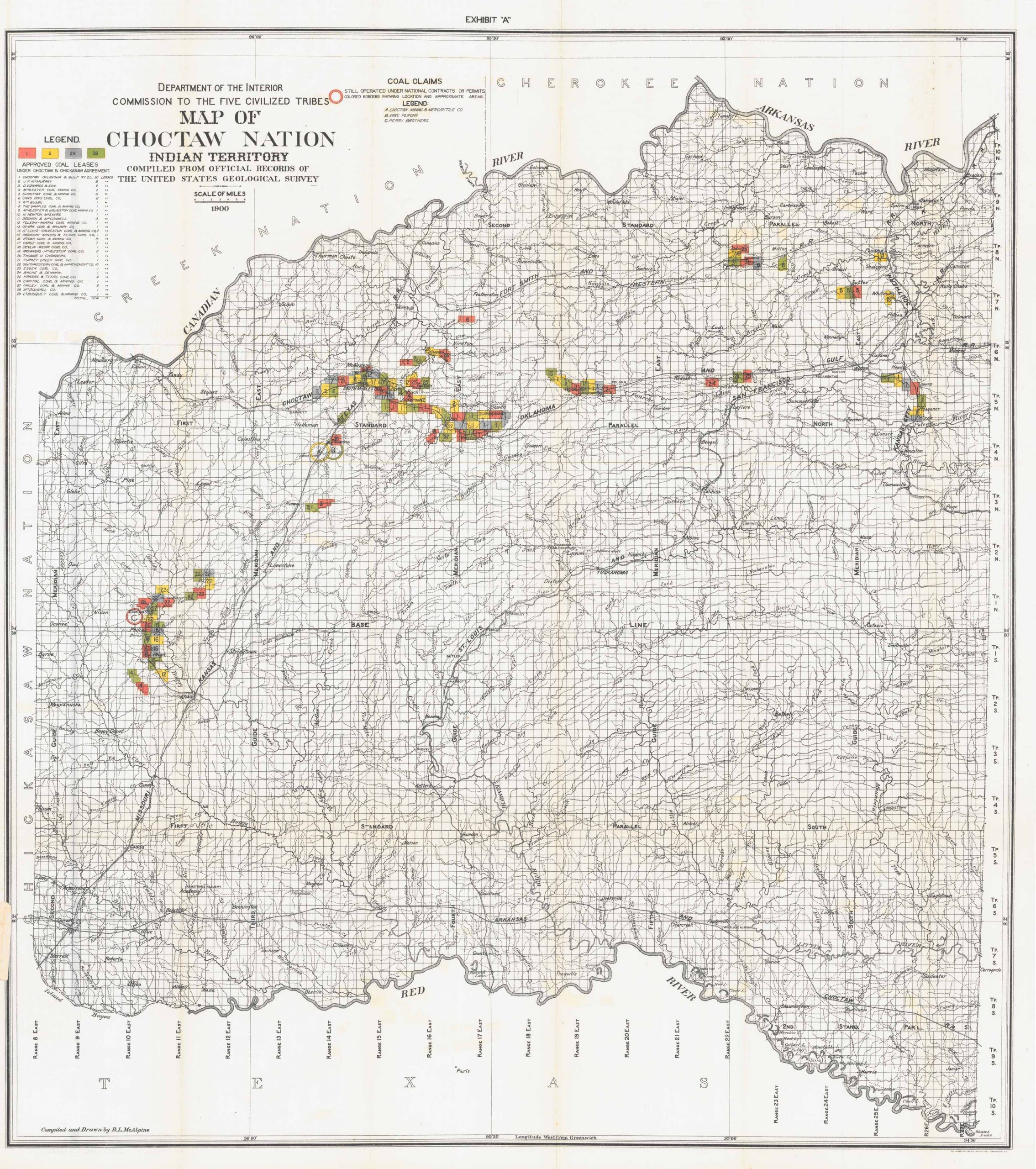 Map of Choctaw Nation Indian Territory, Compiled from U.S. Geological