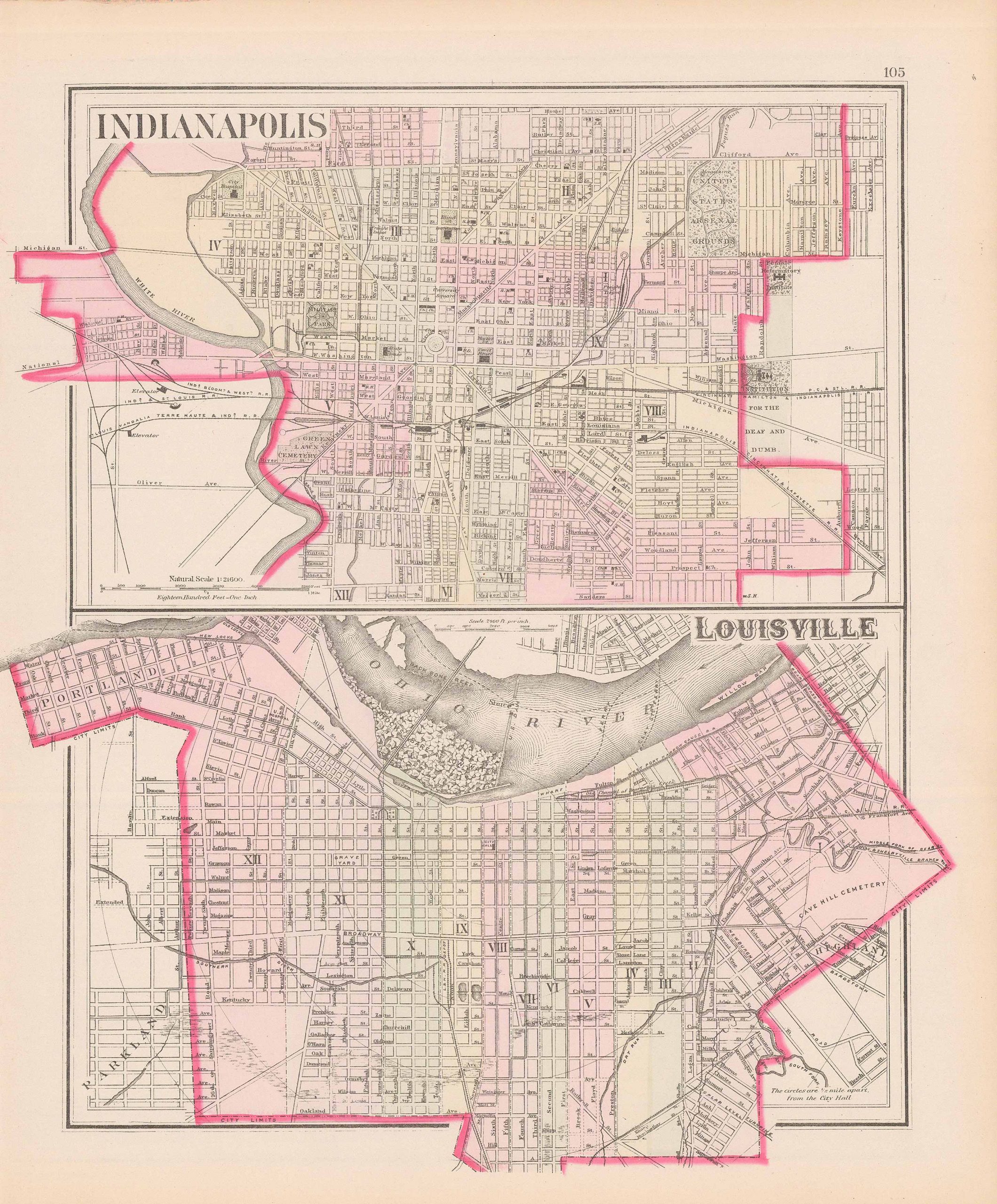 Map of Indianapolis and Louisville - Art Source International