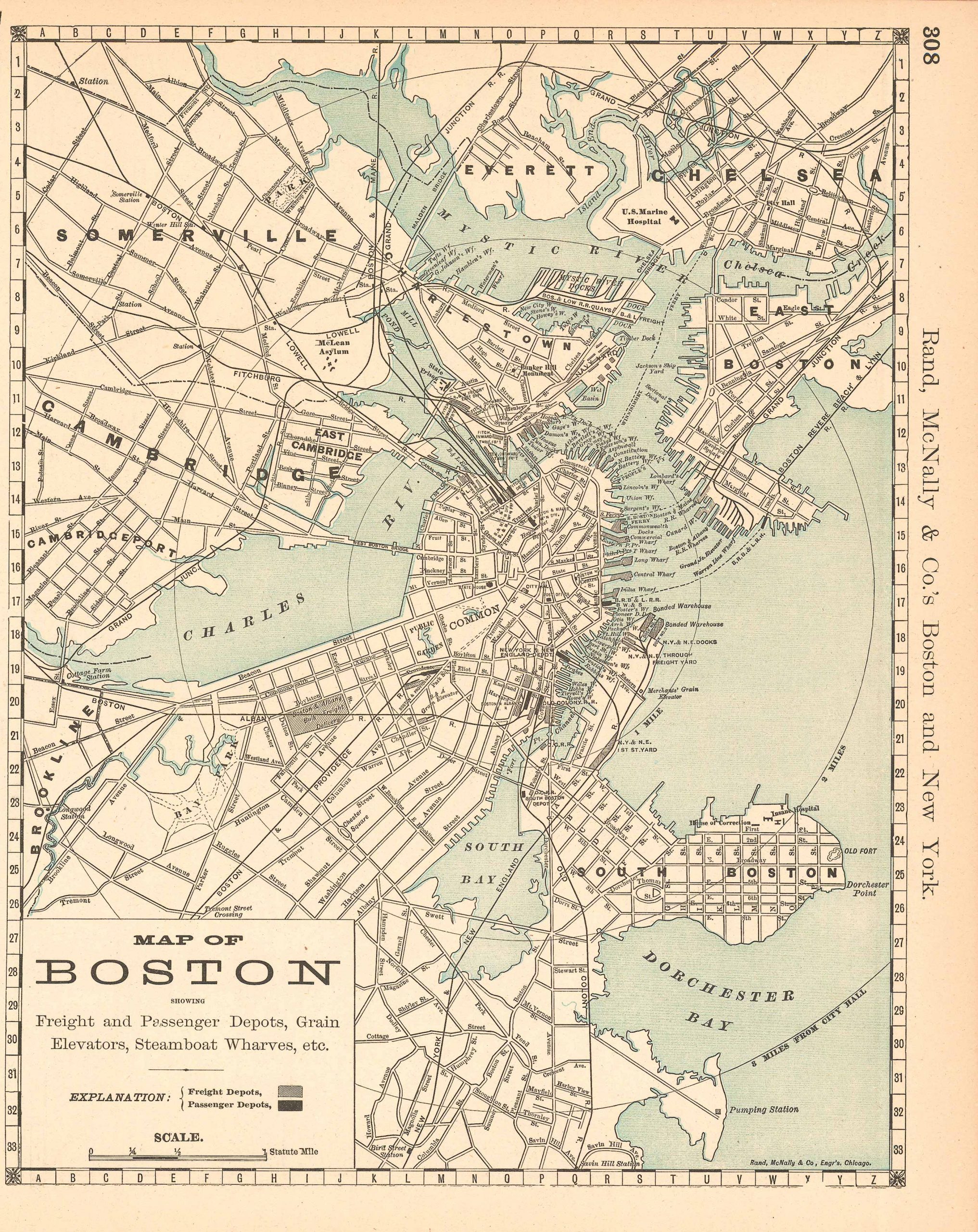 McNally's 1891 Map of Boston - Art Source International