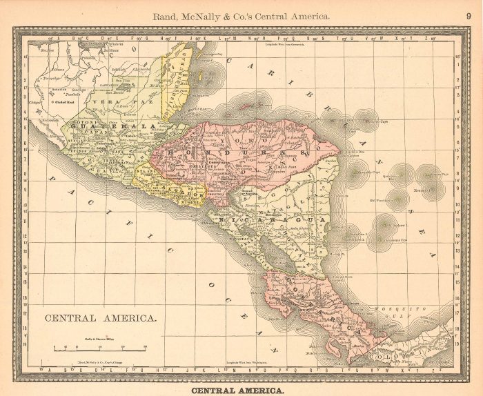 Mcnallys 1891 Map Of Central America Art Source International 7027