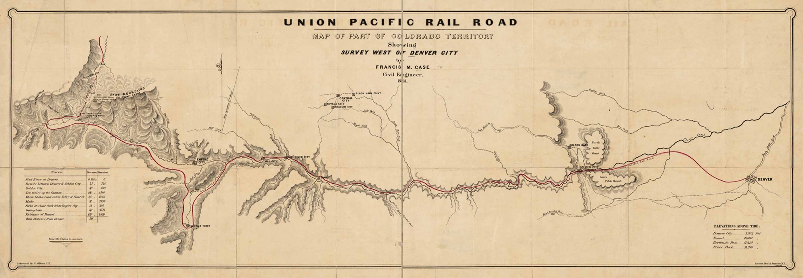 Union Pacific Rail Road, Map of Part of Colorado Territory - Art Source ...