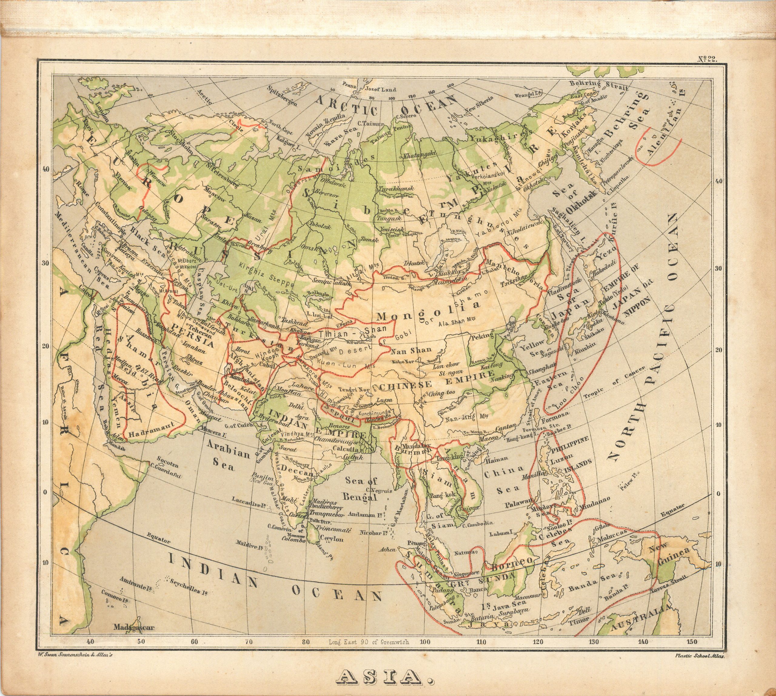 Royal Relief Atlas of All Parts of the World 1885 - Asia - Art Source ...