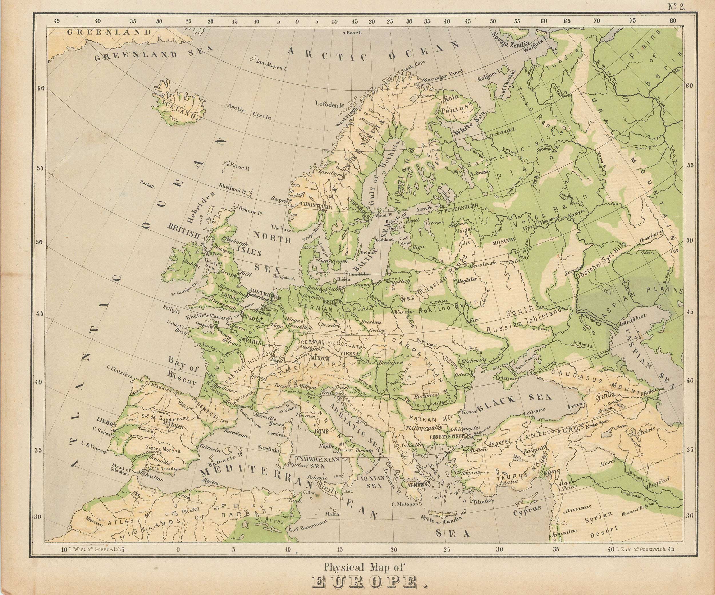 Royal Relief Atlas of All Parts of the World 1885 - Physical Map of ...