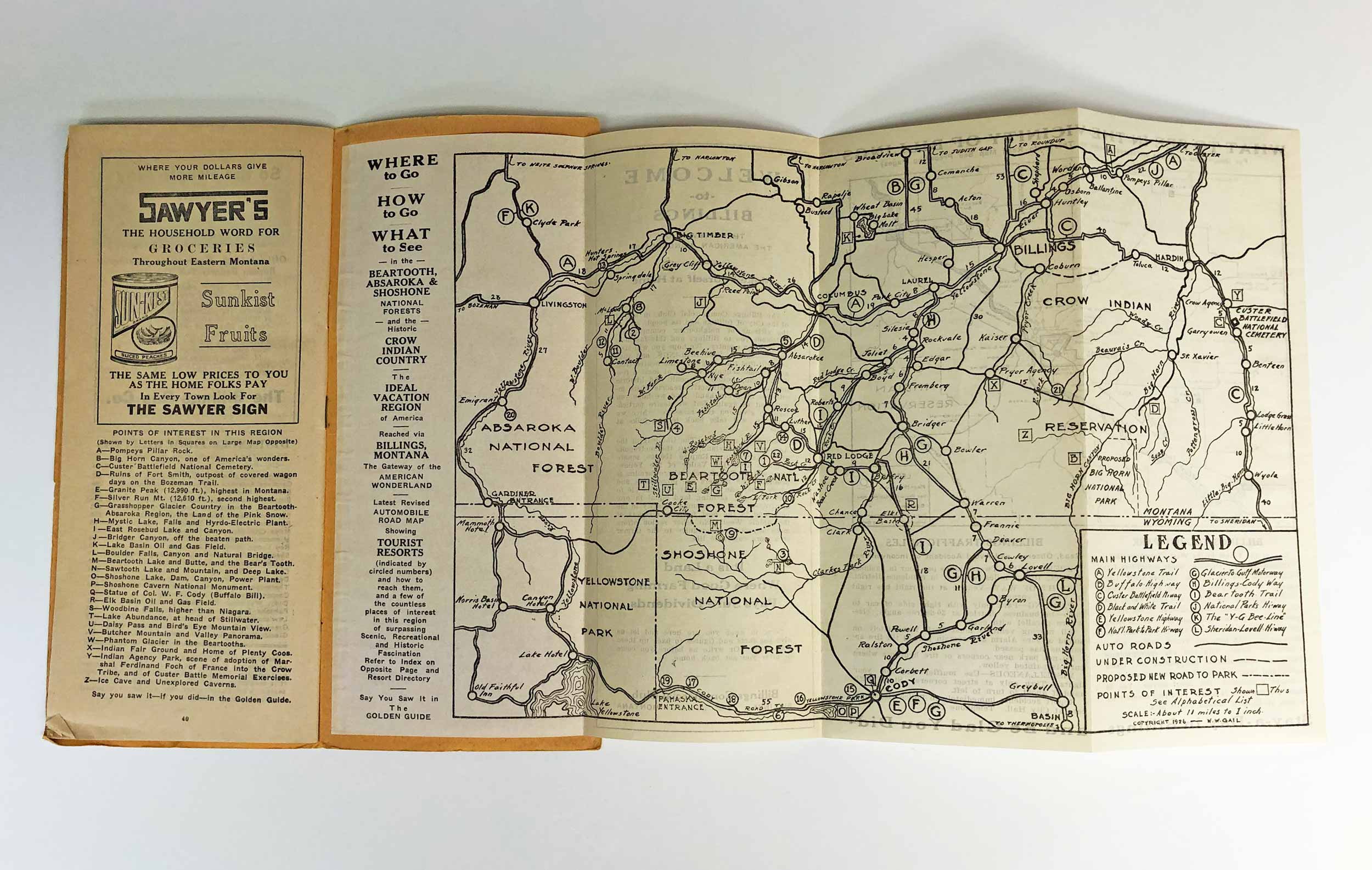 1926 Beartooth Absaroka & Shoshone National Forest, Montana, Billings ...