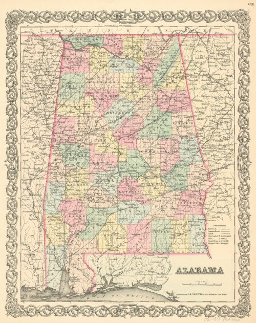 Vintage Antique Alabama Maps