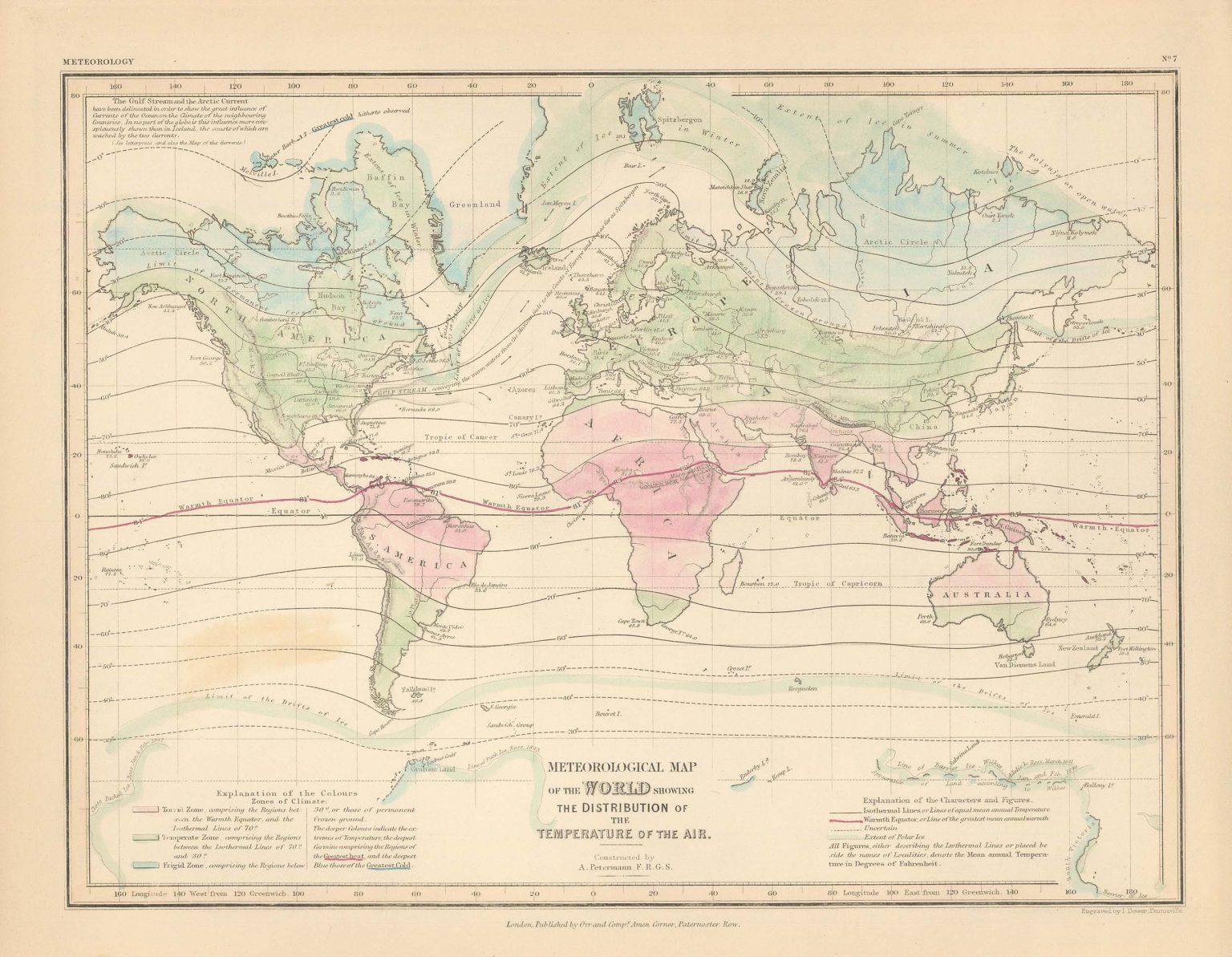 Milner's 1850 Meteorogical Map of the World Showing Distribution of the ...