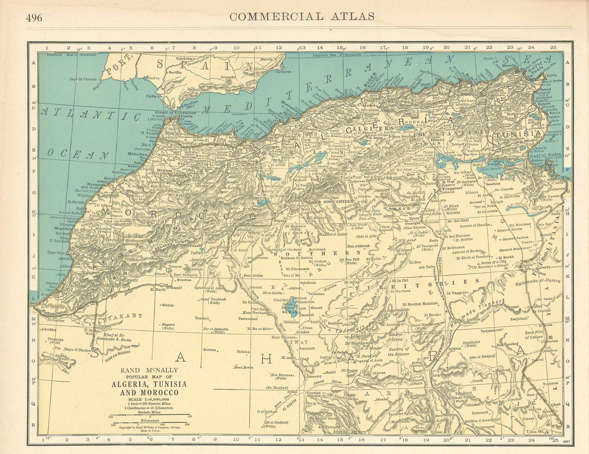 McNally's 1928 Map of Algeria, Tunisia, and Morocco - Art Source ...