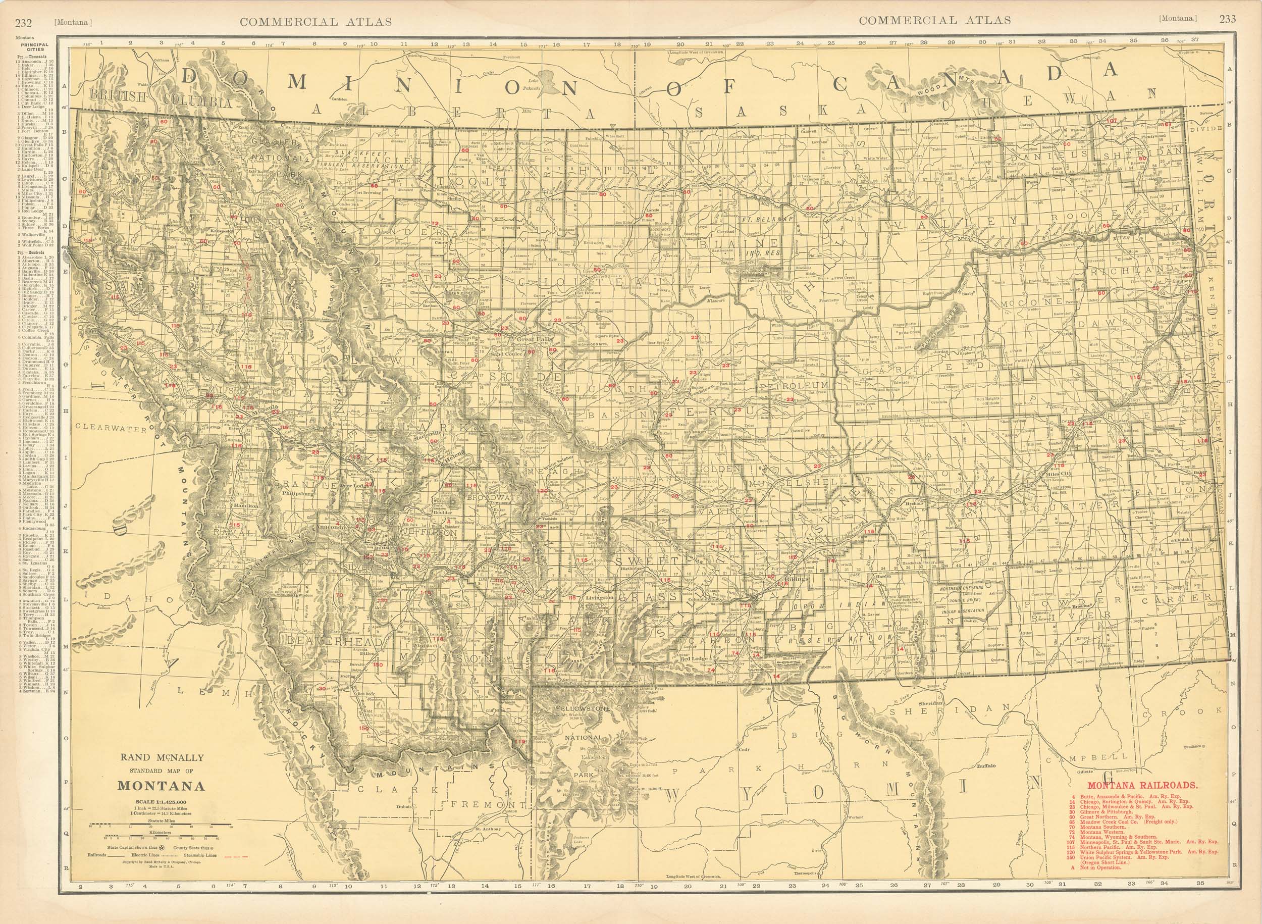 McNally's 1928 Map of Montana - Art Source International