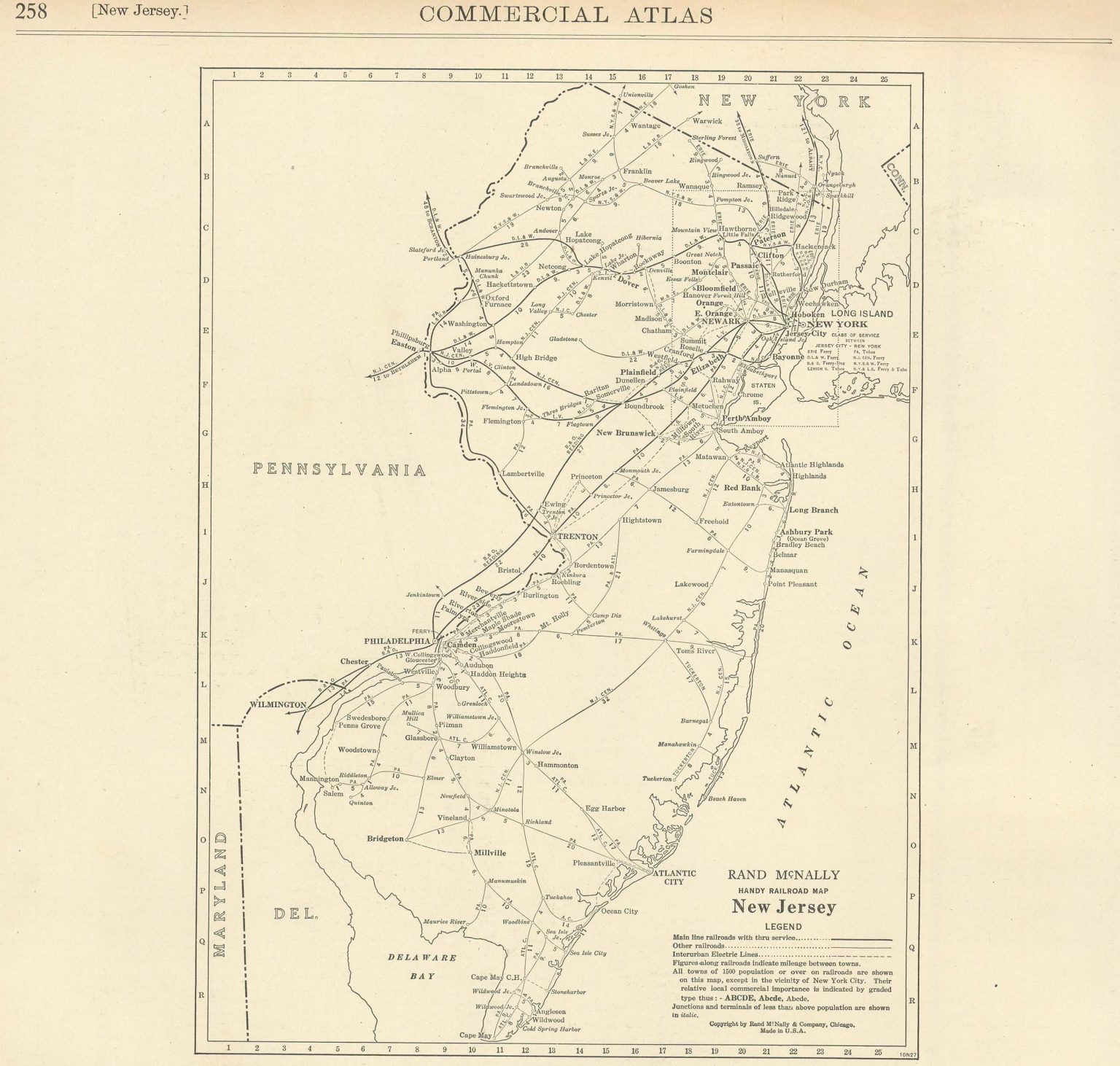 McNally's 1928 Railroad Map of New Jersey - Art Source International