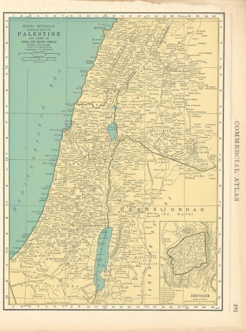 McNally's 1928 Map of Palestine - Art Source International