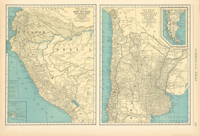 McNally S 1928 Map Of Peru Ecuador Western Brazil Argentina Chile   RM 1928 PERU ARG 700x477 