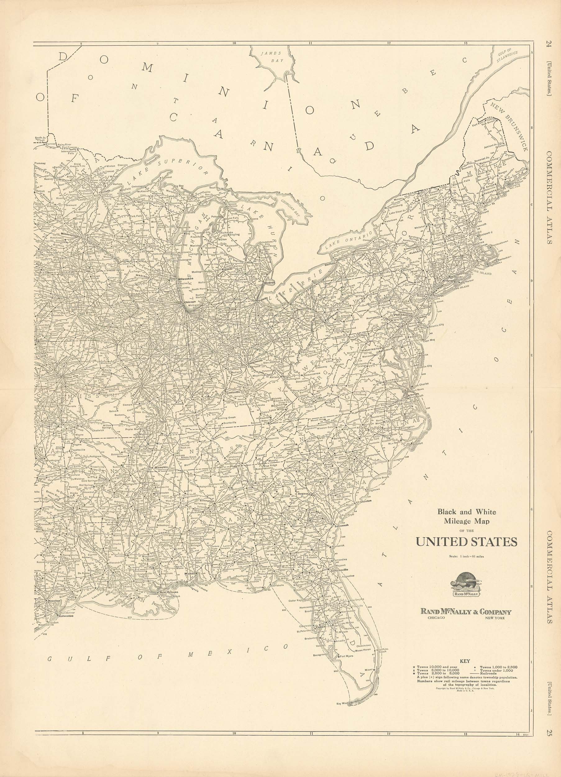 McNally's 1928 Mileage Map of the United States (Eastern Section) - Art ...