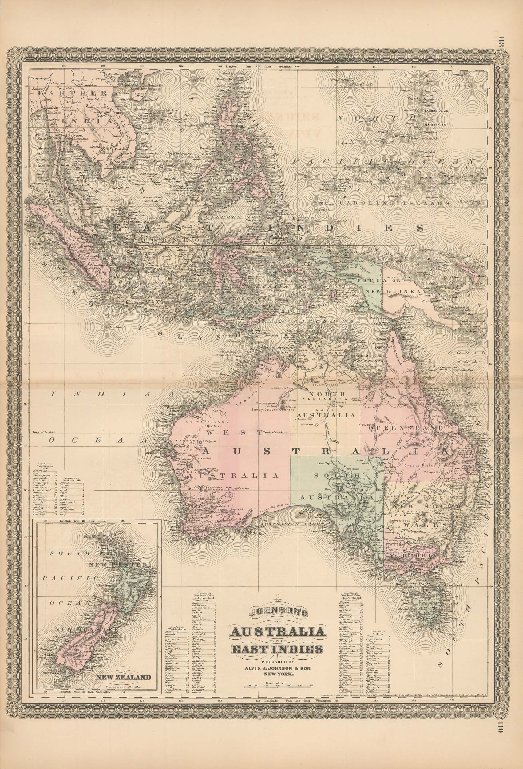 Johnson's 1880 Map of Australia and East Indies - Art Source International