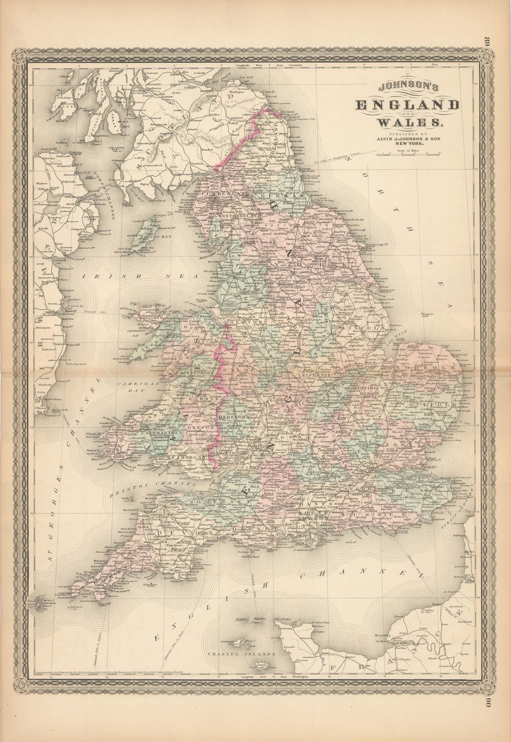 Johnson's 1880 Map of England and Wales - Art Source International