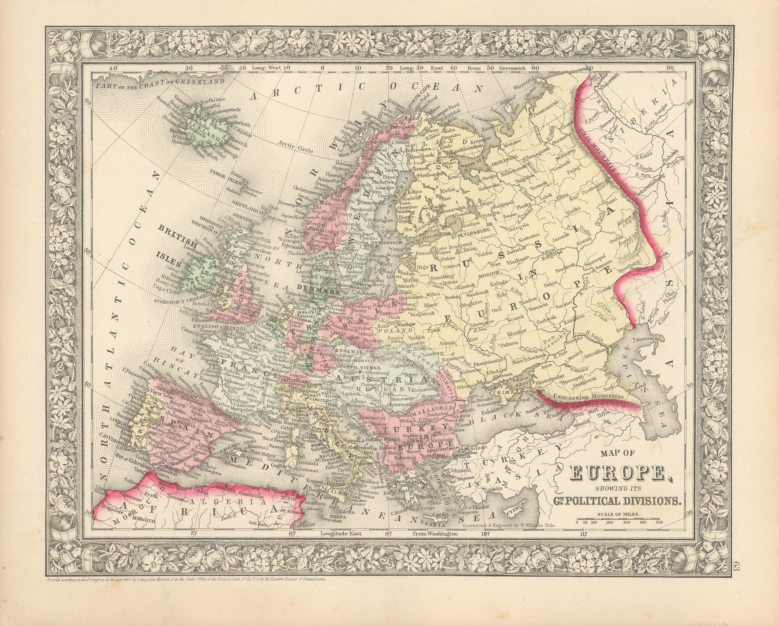 Mitchell's 1865 Map of Europe showing its Geopolitical Divisions - Art ...