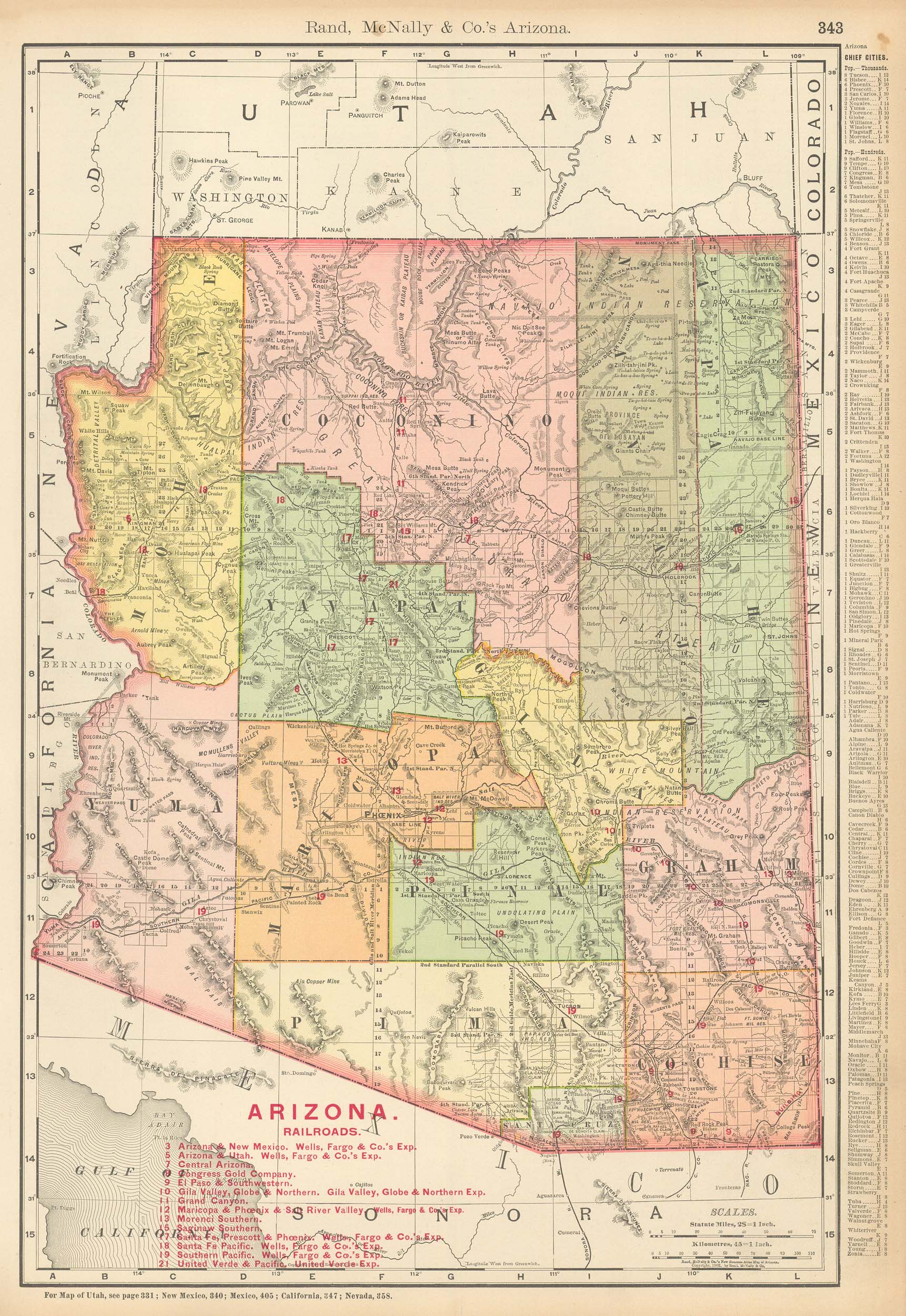 McNally's 1902 Map of Arizona - Art Source International