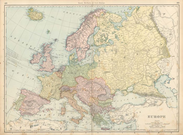 McNally's 1902 Map of Europe - Art Source International